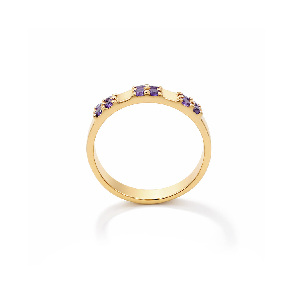 Amethyst Round Stone Cluster Band Ring Designer Ring