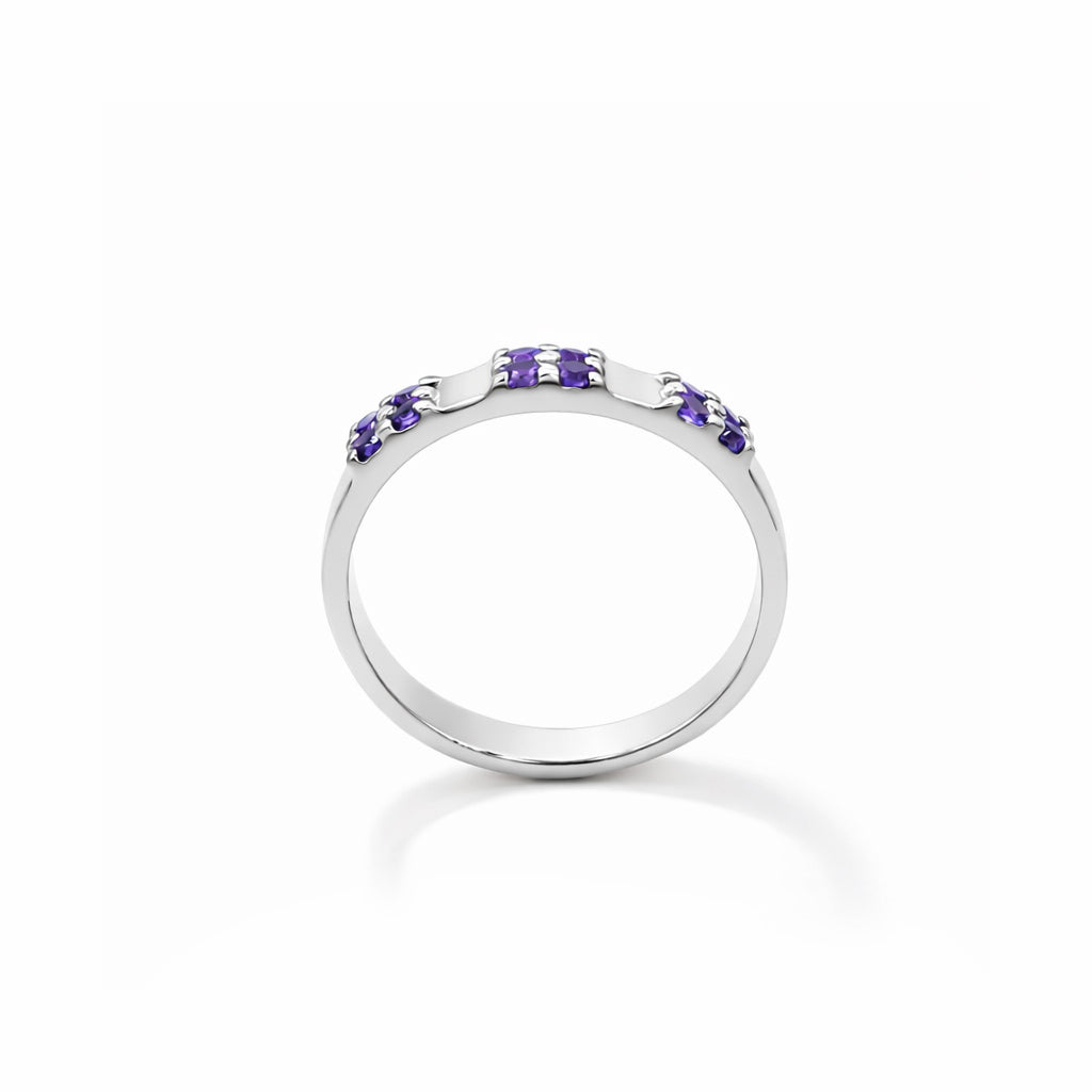 Amethyst Round Stone Cluster Band Ring Designer Ring