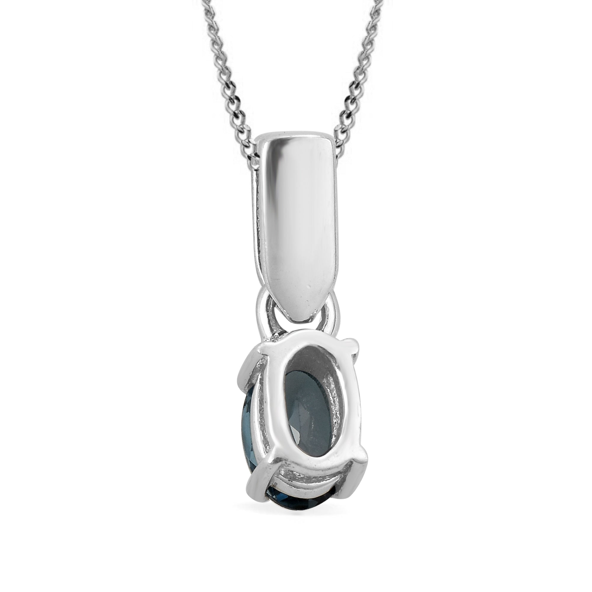 London Blue Topaz Oval Pendant with Prong Setting