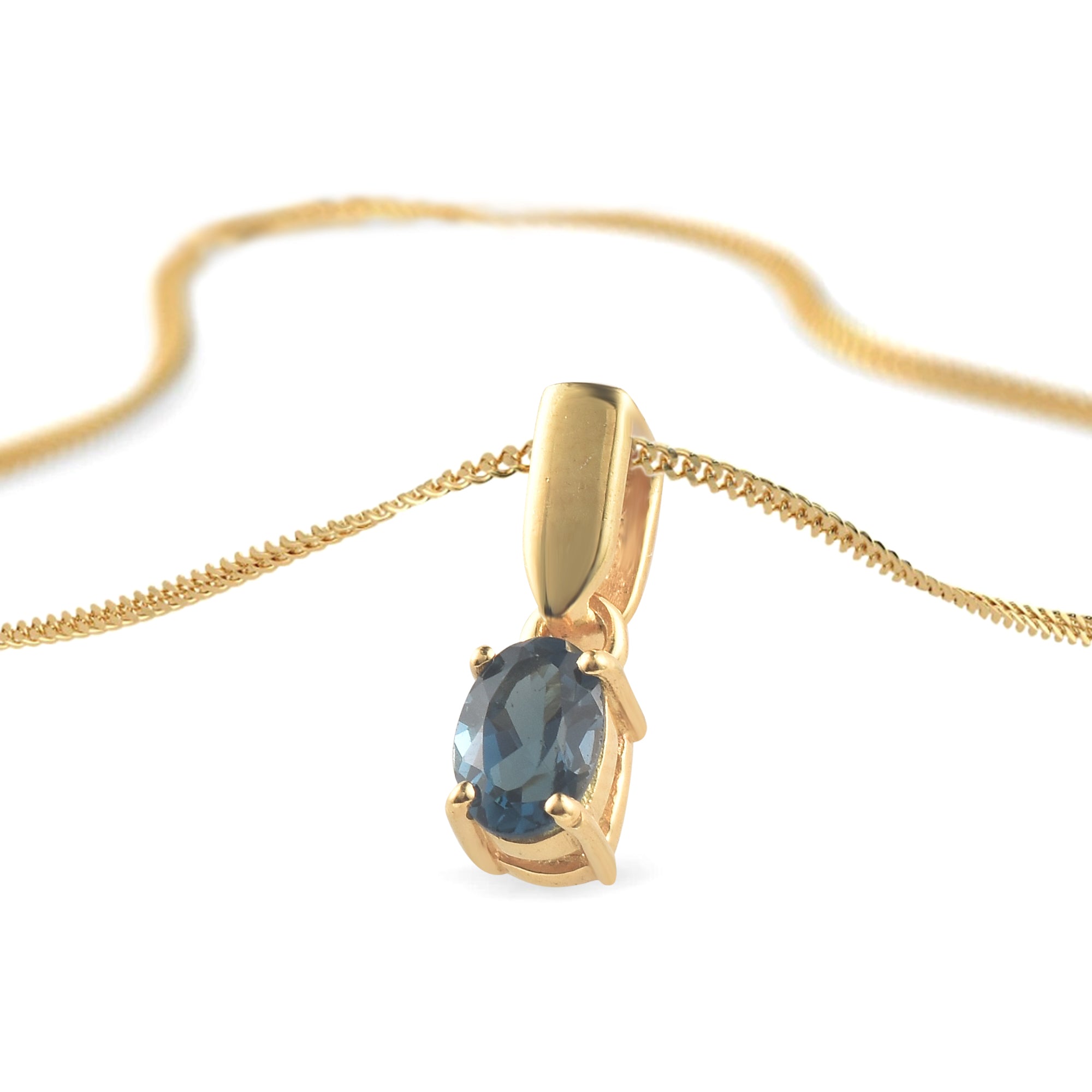 London Blue Topaz Oval Pendant with Prong Setting