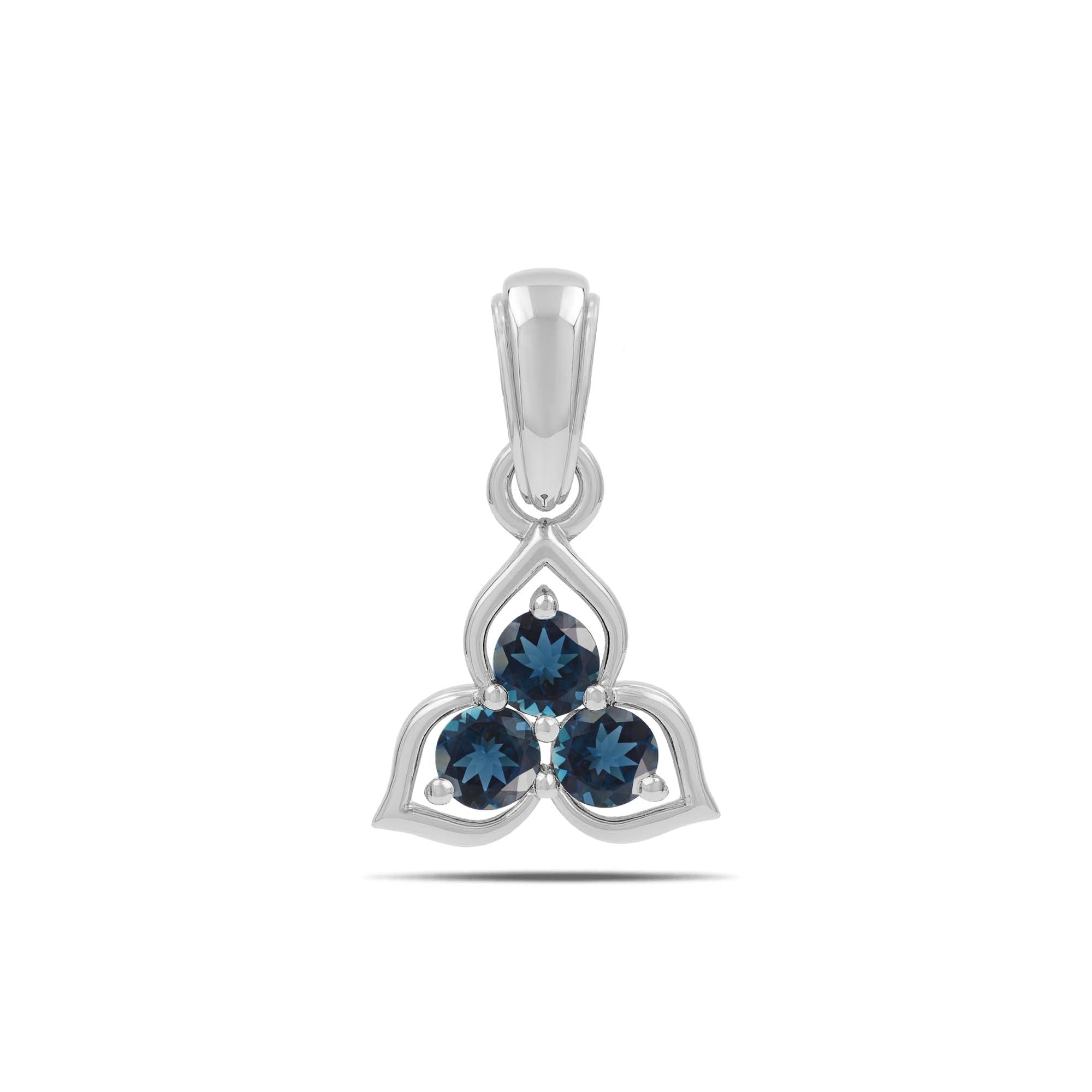 London Blue Topaz Round Pendant with Prong Setting
