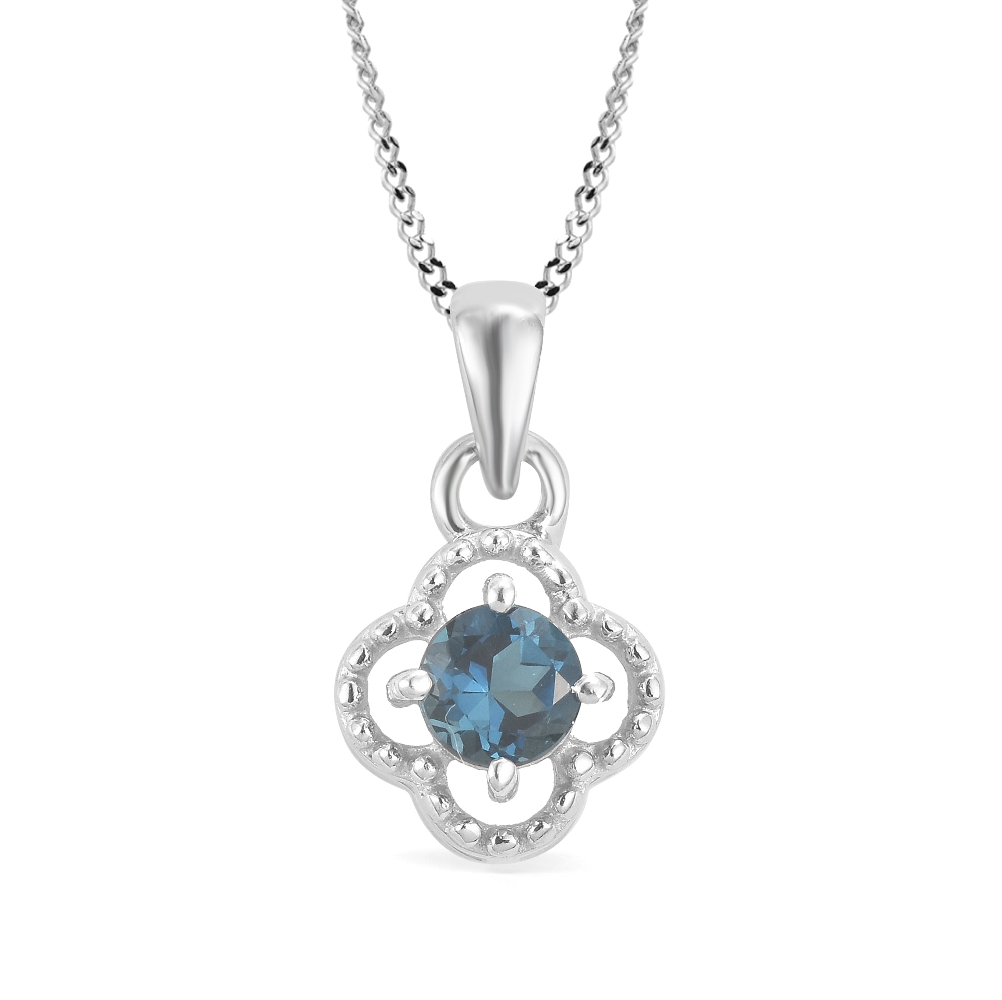 London Blue Topaz Round Pendant with Prong Setting
