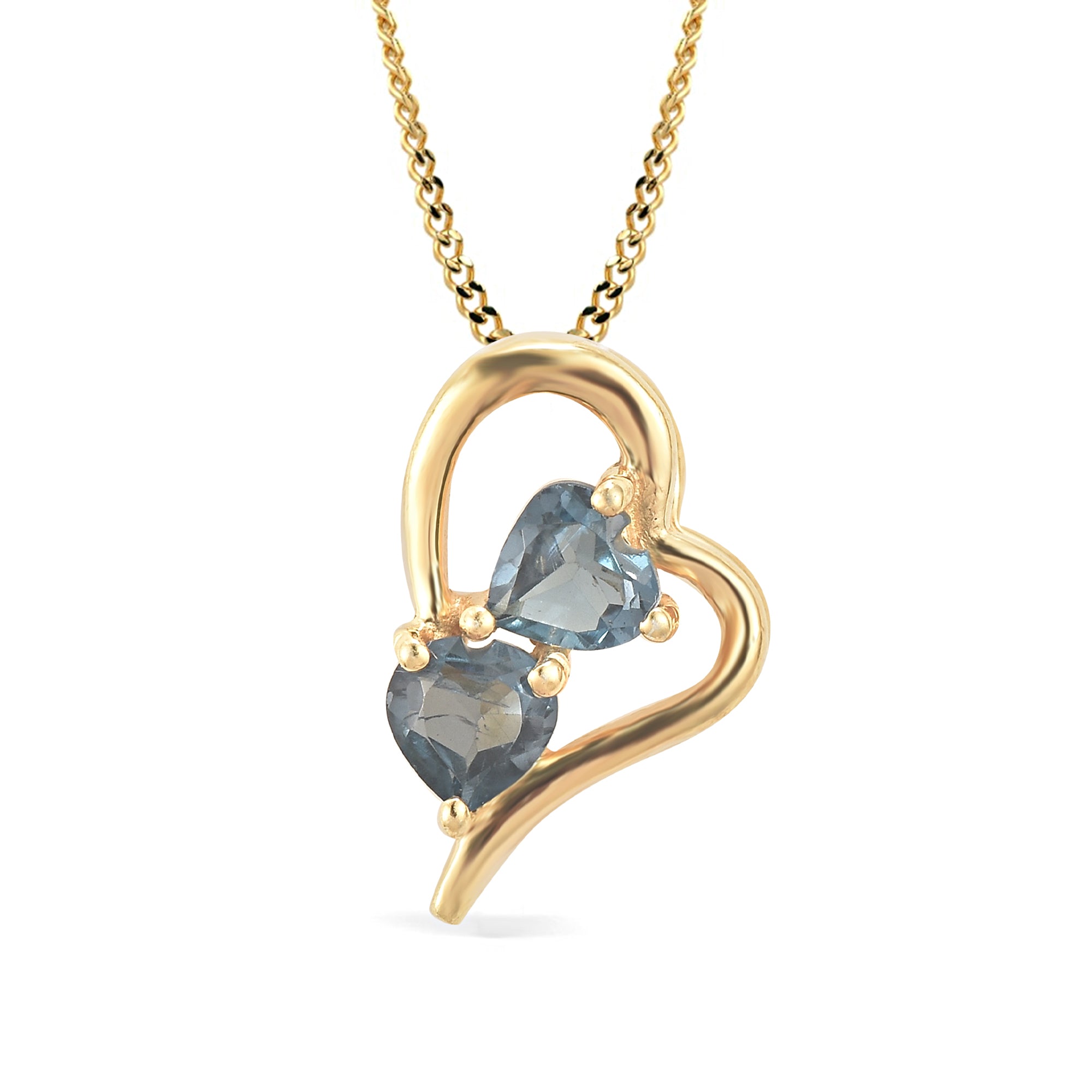 London Blue Topaz Heart Pendant with Prong Setting
