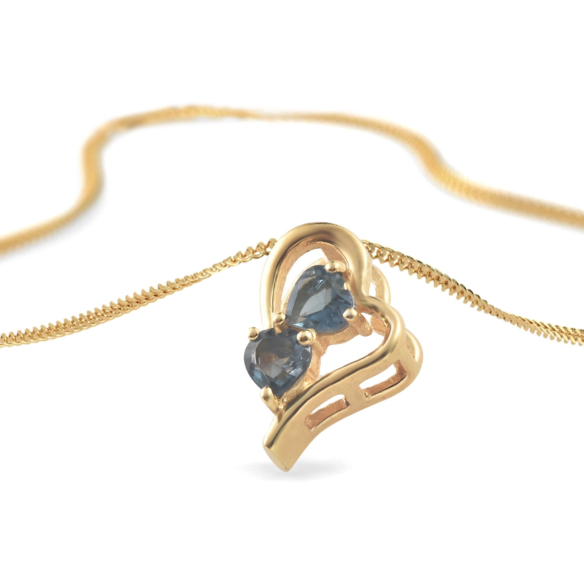 London Blue Topaz Heart Pendant with Prong Setting