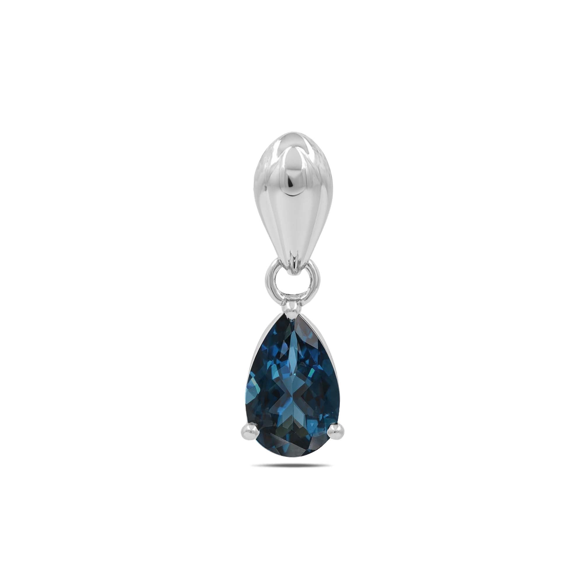 London Blue Topaz Pear Pendant with Prong Setting