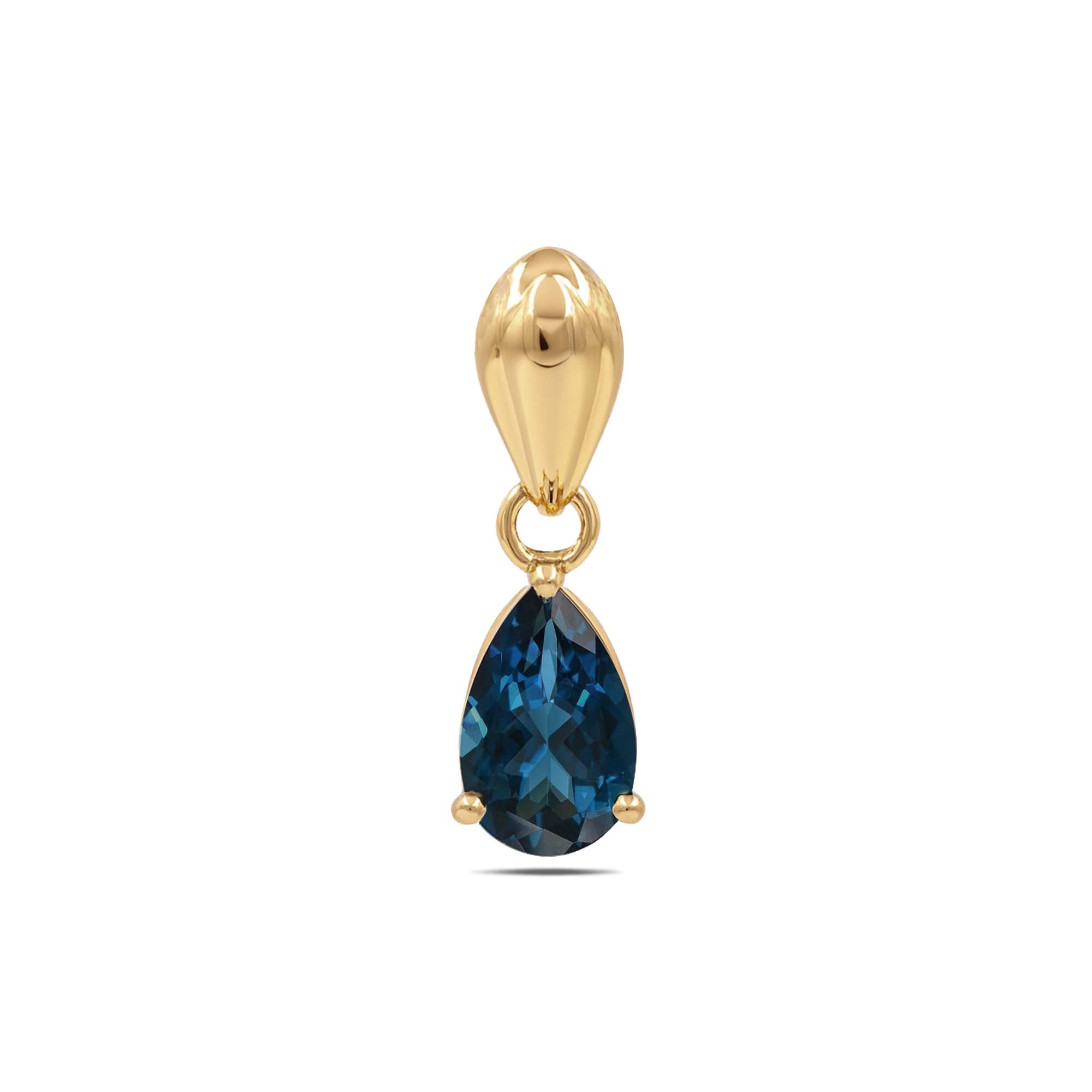 London Blue Topaz Pear Pendant with Prong Setting