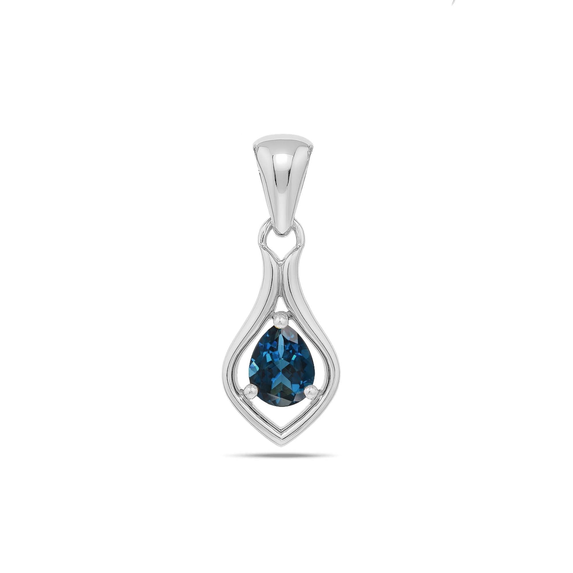 London Blue Topaz Pear Pendant with Prong Setting