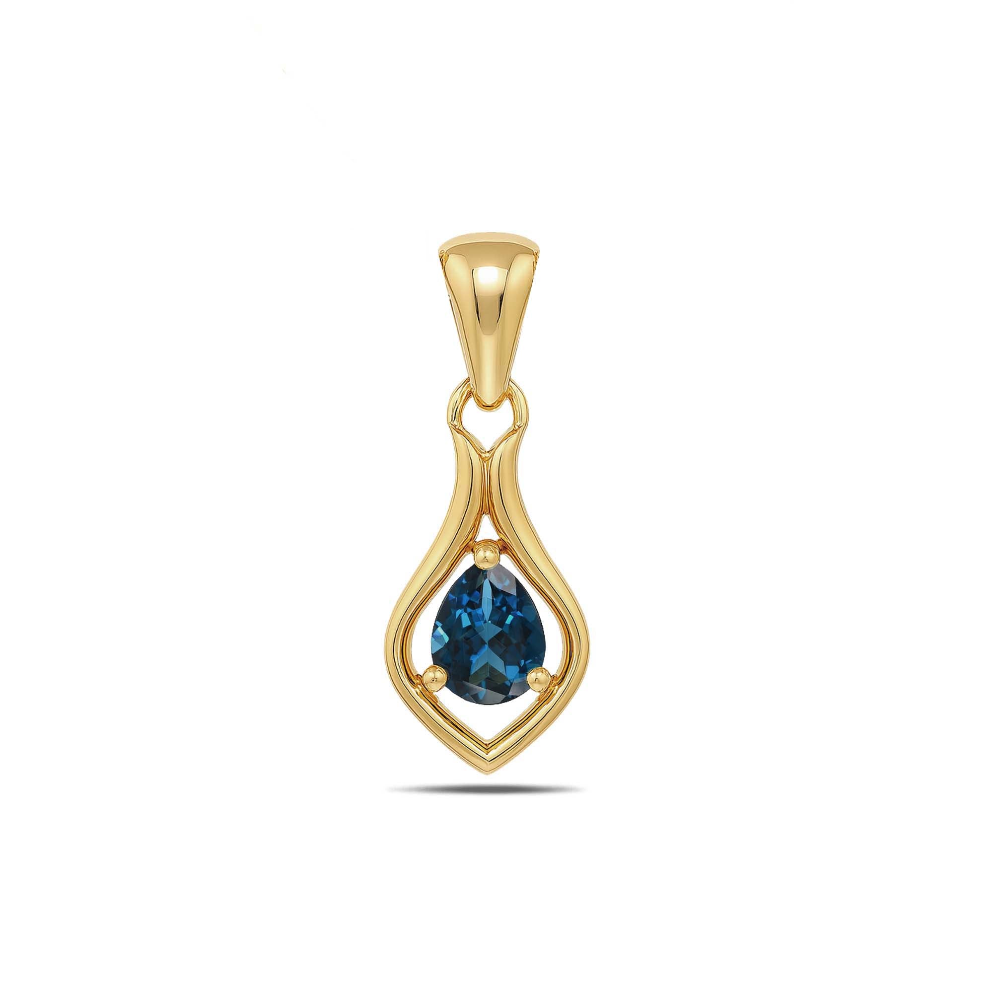 London Blue Topaz Pear Pendant with Prong Setting