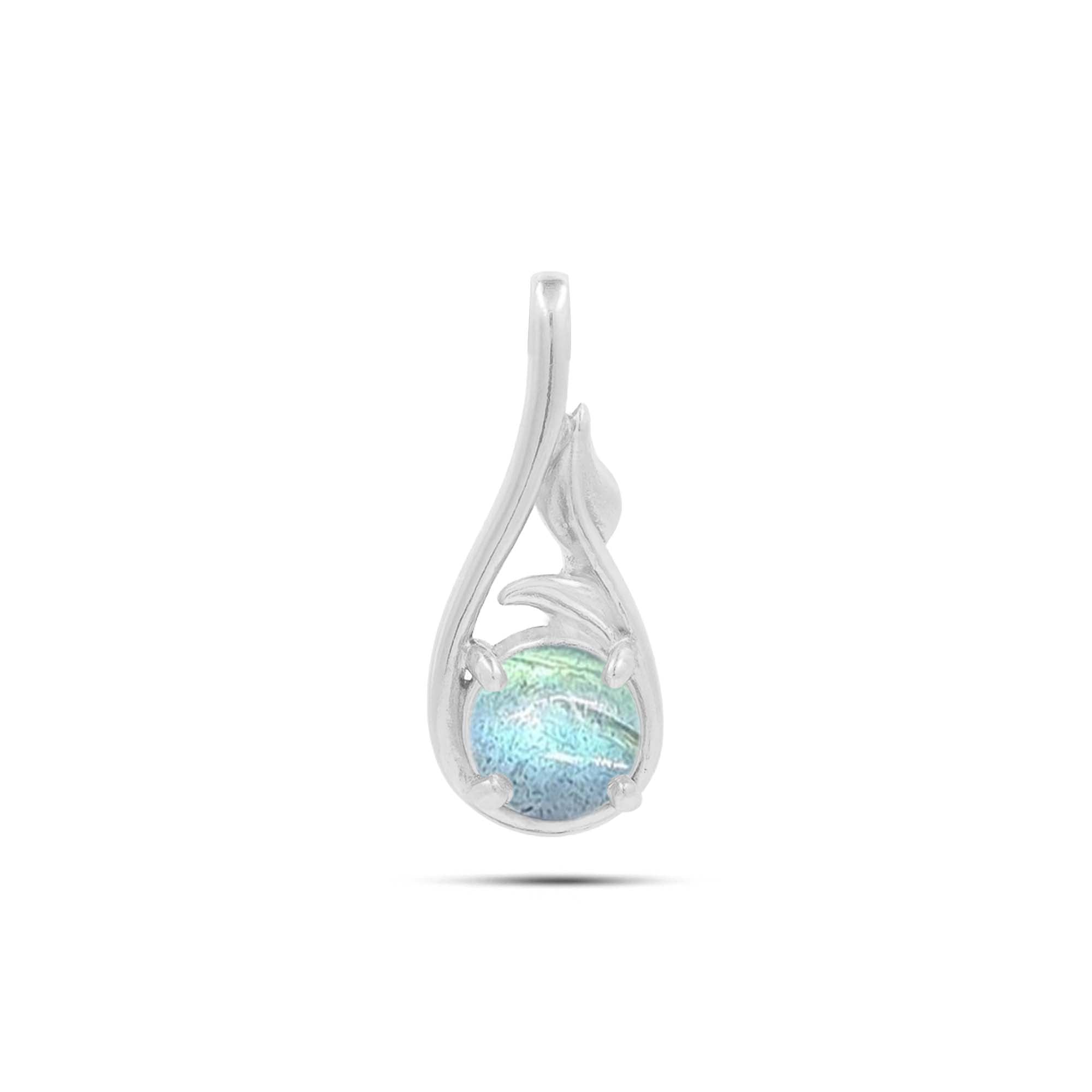 Labradorite Round Pendant with Prong Setting