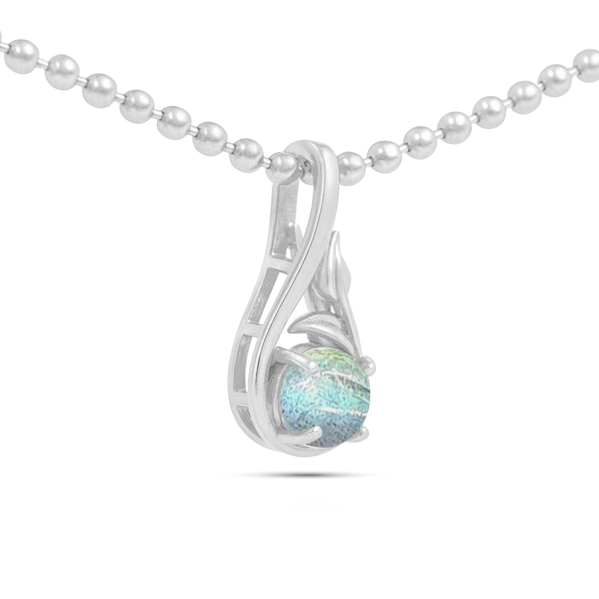 Labradorite Round Pendant with Prong Setting