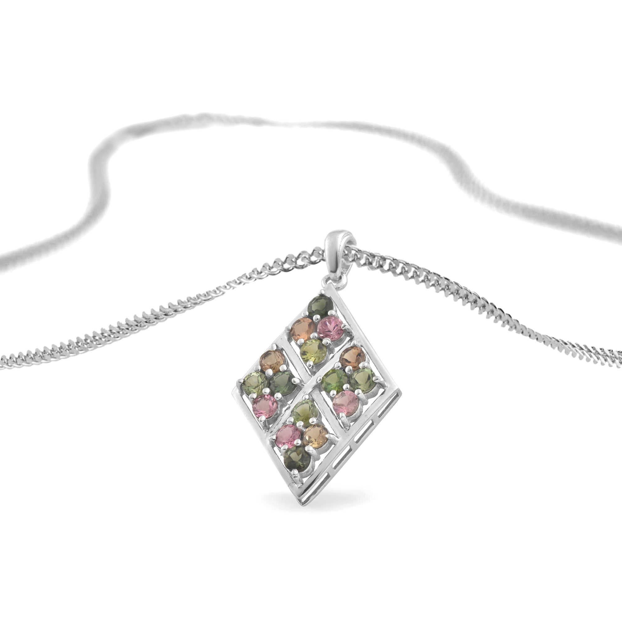 Multi Tourmaline Round  Pendant with Prong Setting