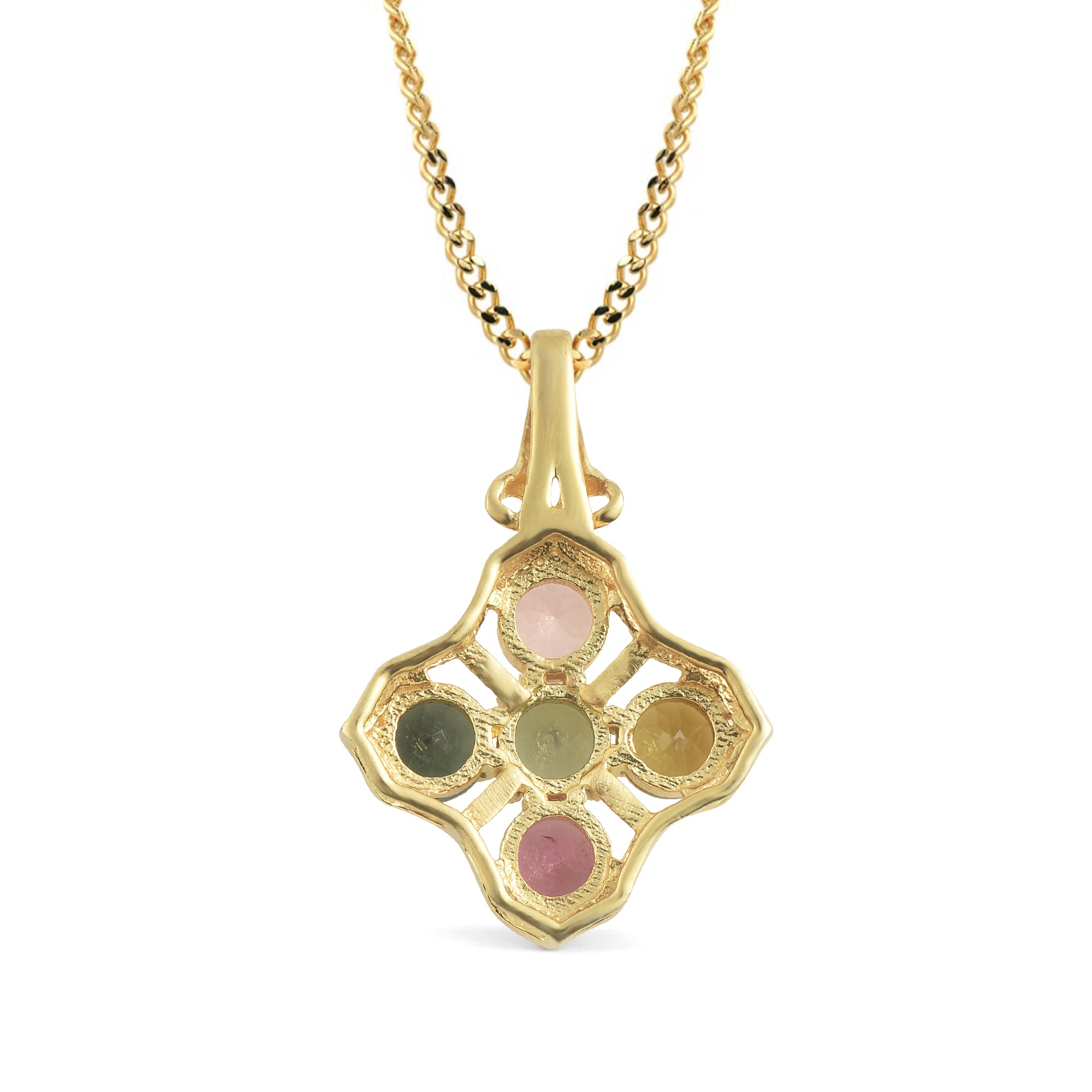 Multi Tourmaline Round  Pendant with Prong Setting
