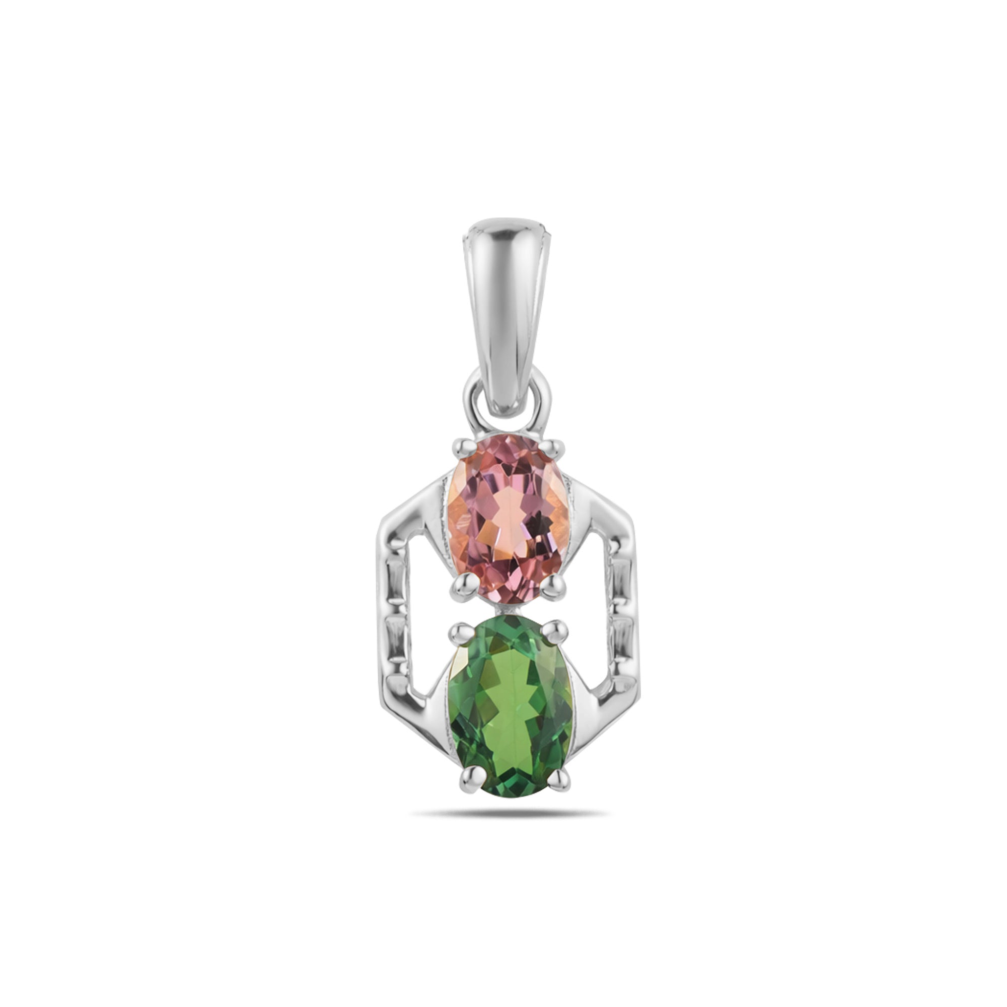 Multi Tourmaline Oval Pendant with Prong Setting