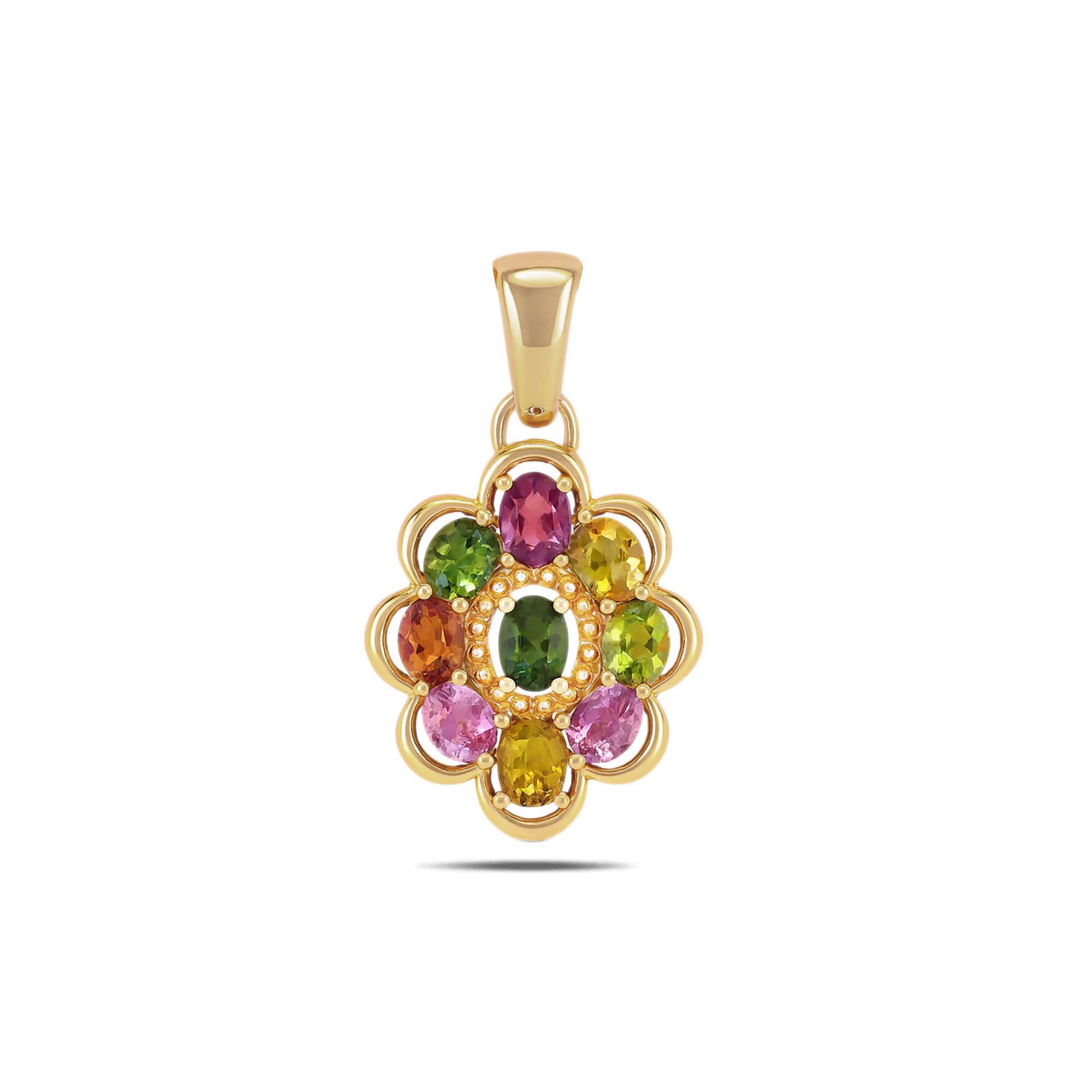 Multi Tourmaline Oval Pendant with Prong Setting