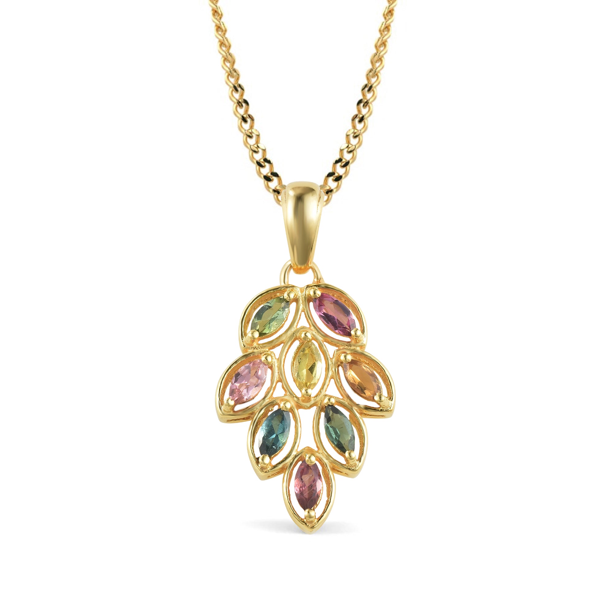 Multi Tourmaline Marquise Pendant with Prong Setting