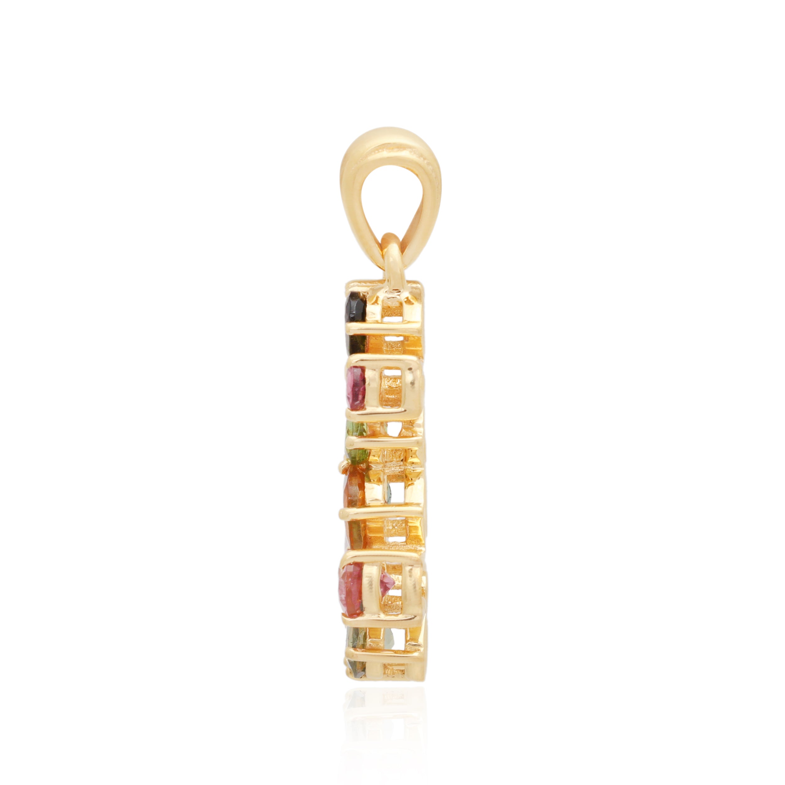 Multi Tourmaline Pear Pendant with Prong Setting