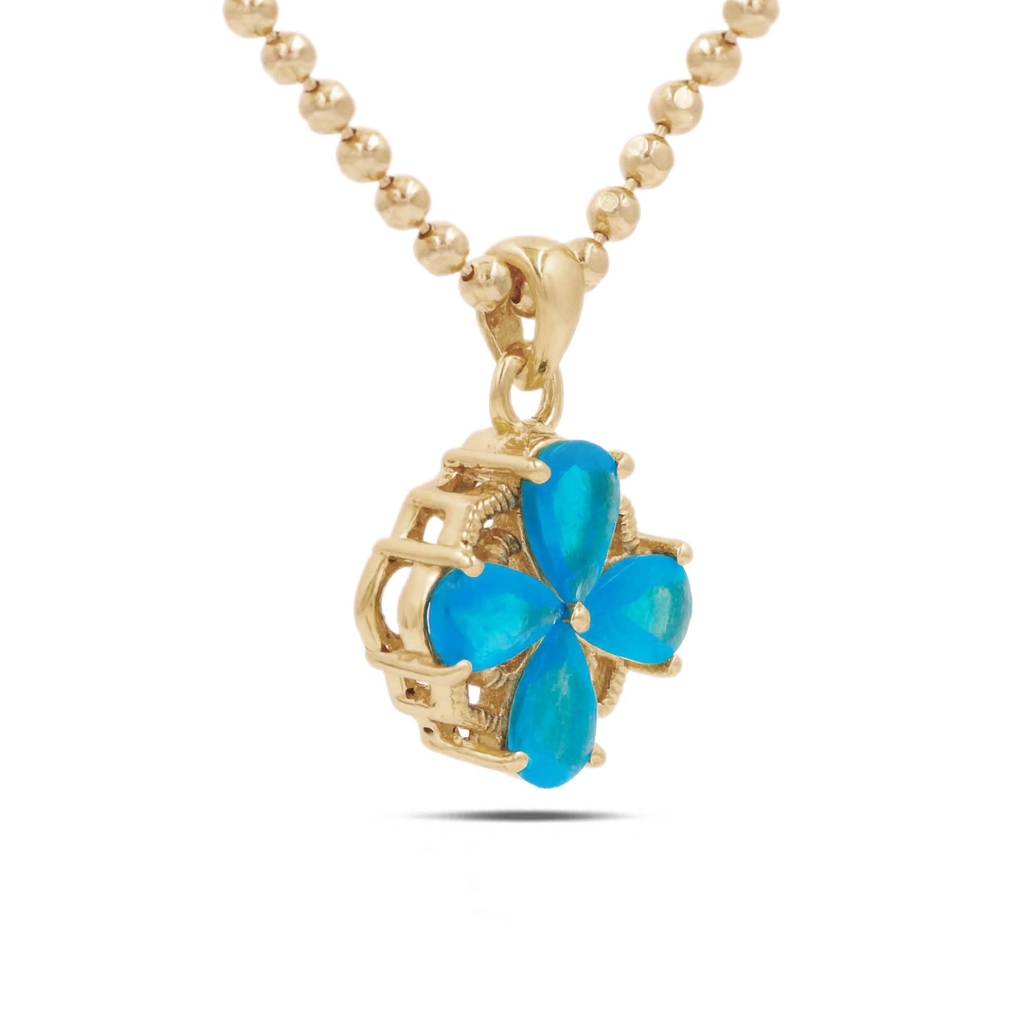 Neon Apatite Pear Pendant with Prong Setting