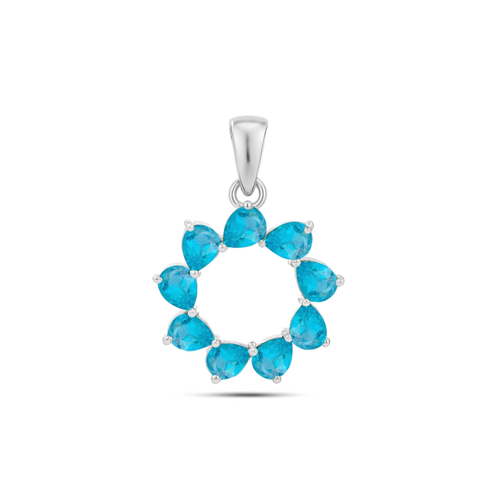 Neon Apatite Pear Pendant with Prong Setting