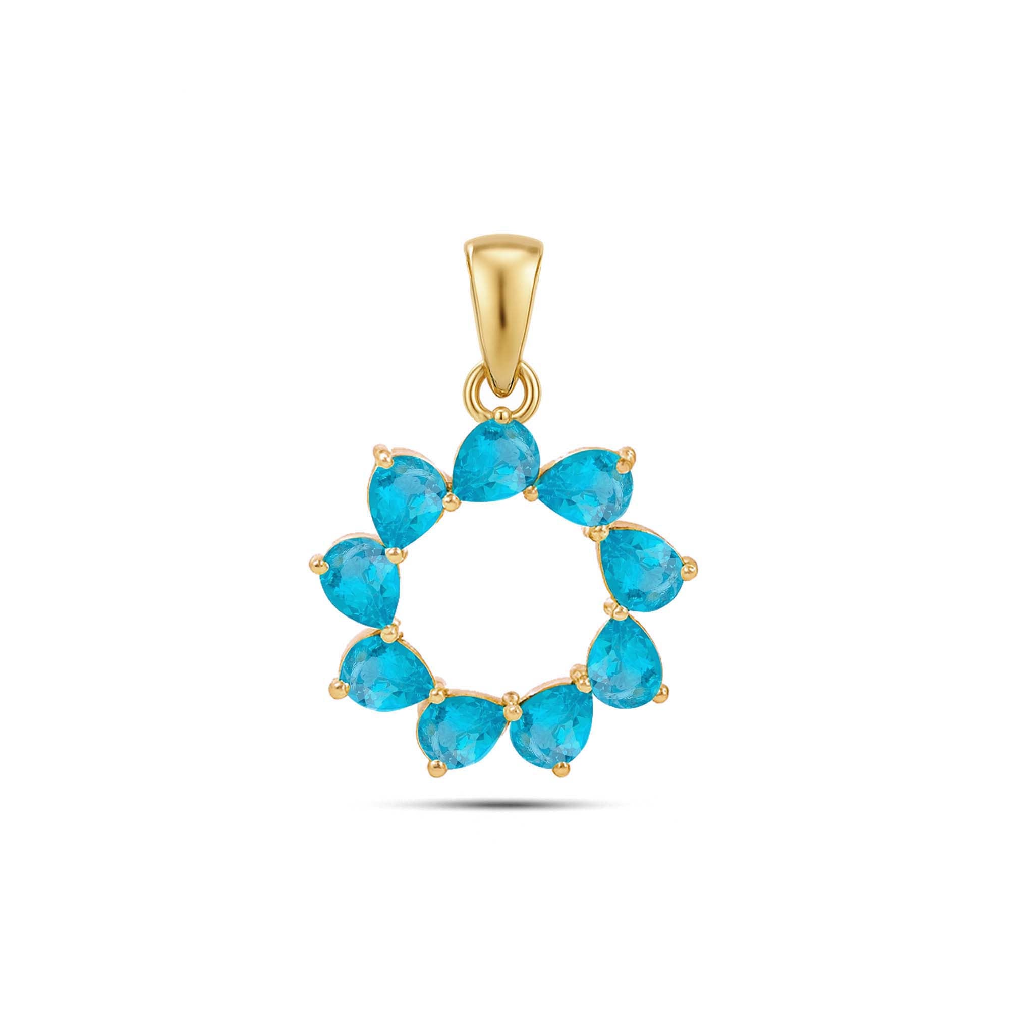 Neon Apatite Pear Pendant with Prong Setting