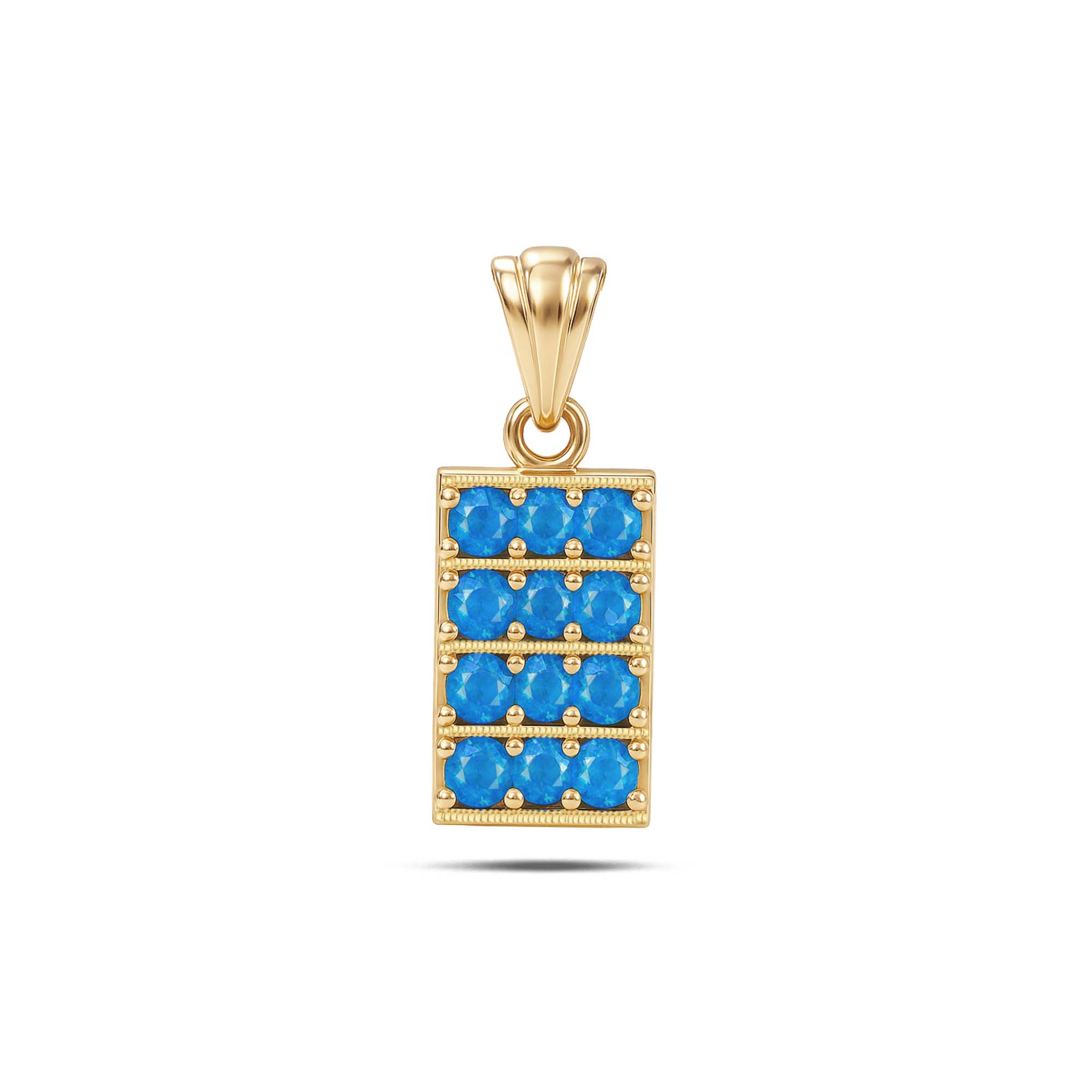 Neon Apatite Round Pendant with Prong Setting