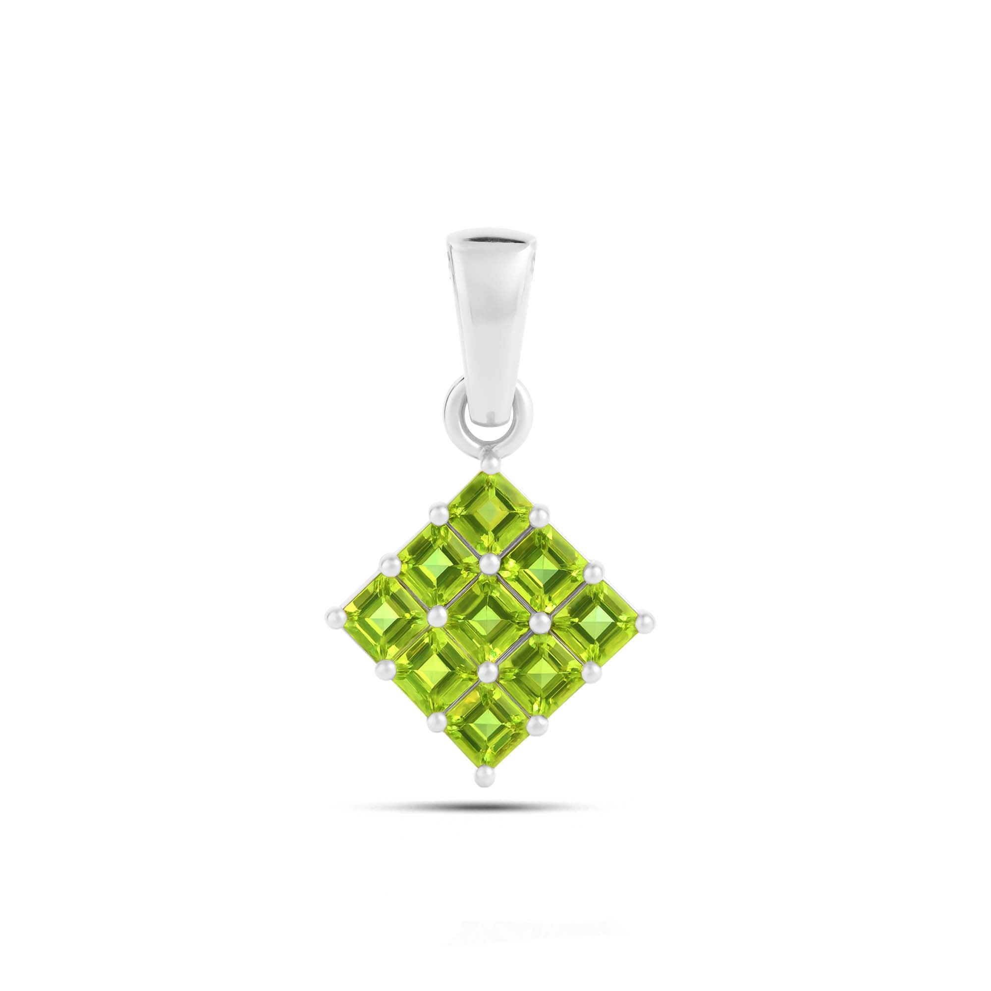 Peridot Square Pendant with Prong Setting