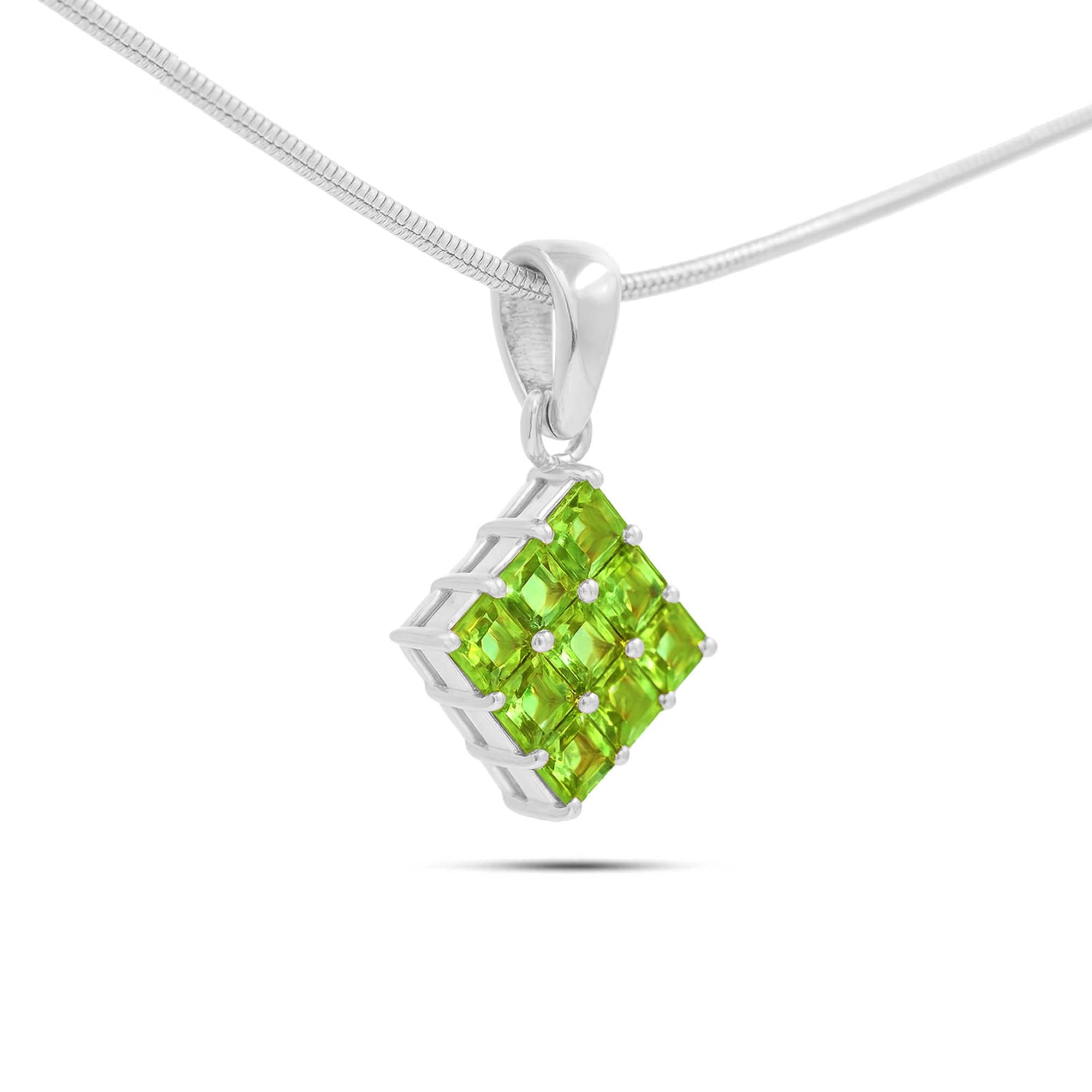 Peridot Square Pendant with Prong Setting