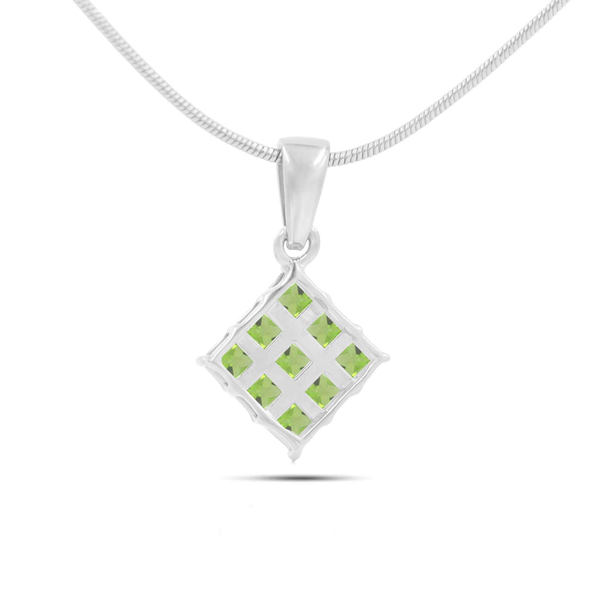 Peridot Square Pendant with Prong Setting