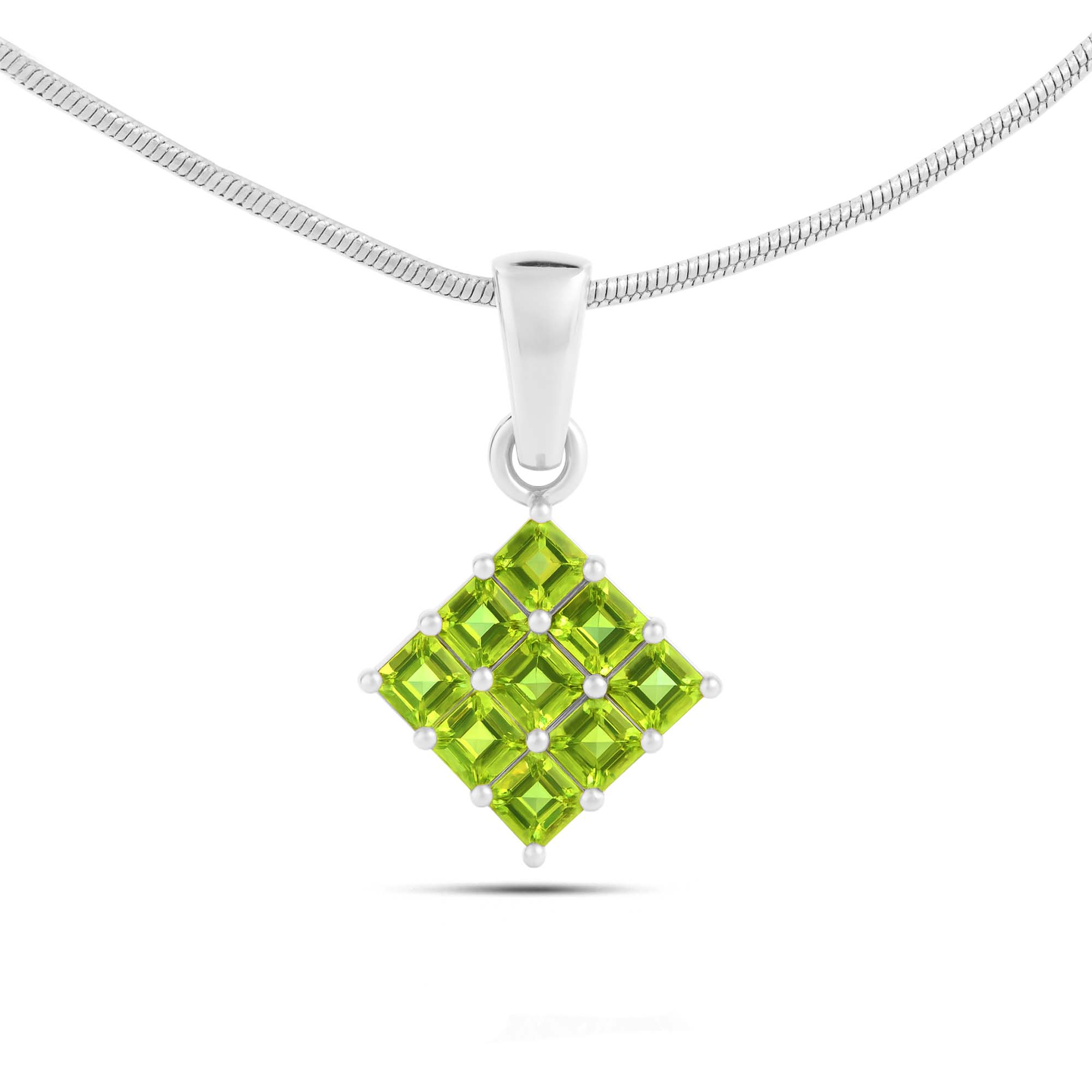 Peridot Square Pendant with Prong Setting