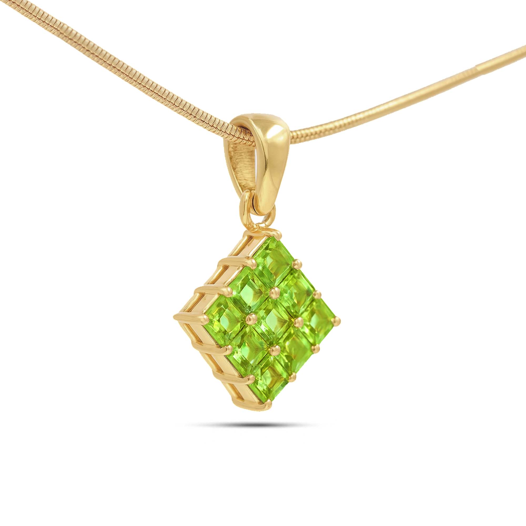 Peridot Square Pendant with Prong Setting