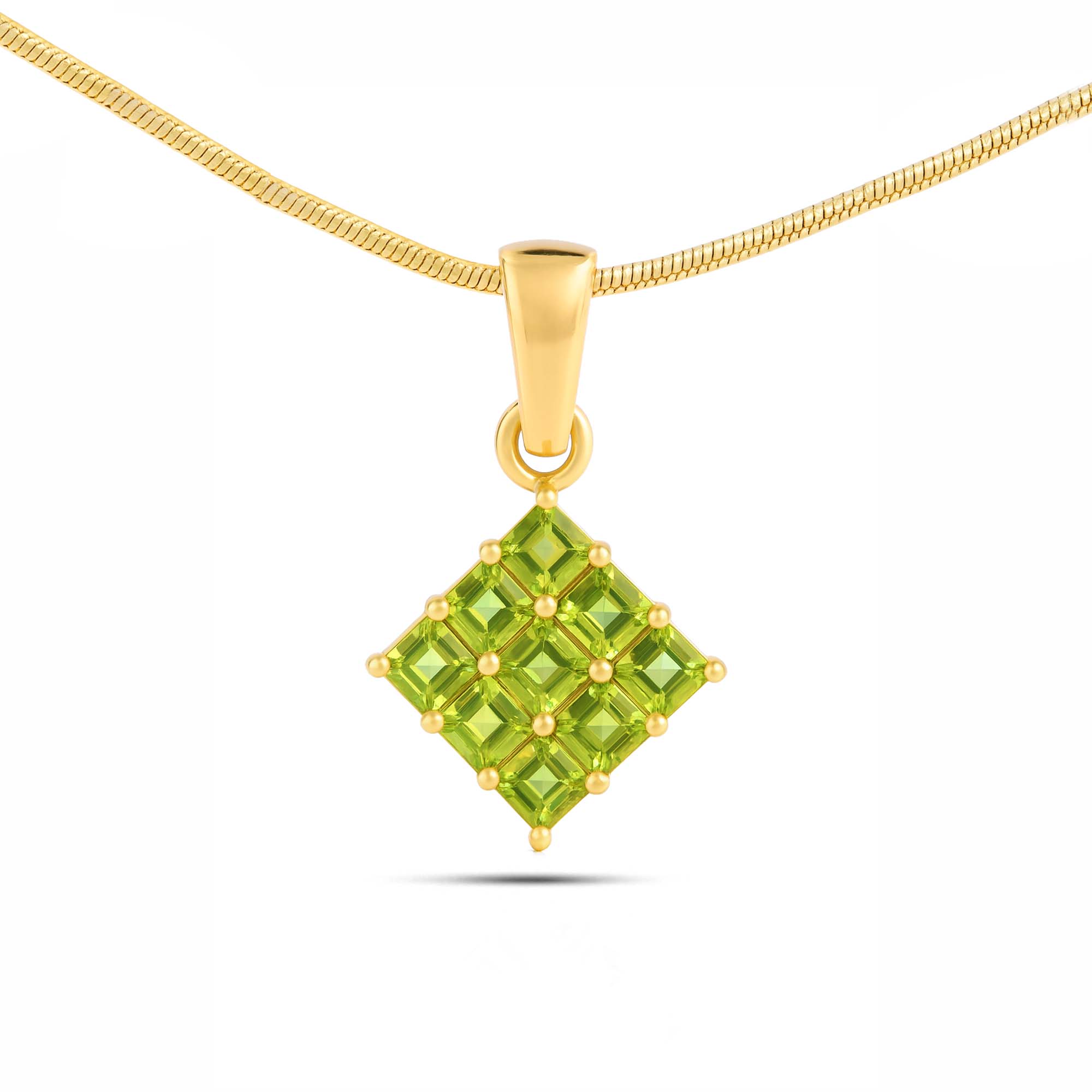 Peridot Square Pendant with Prong Setting