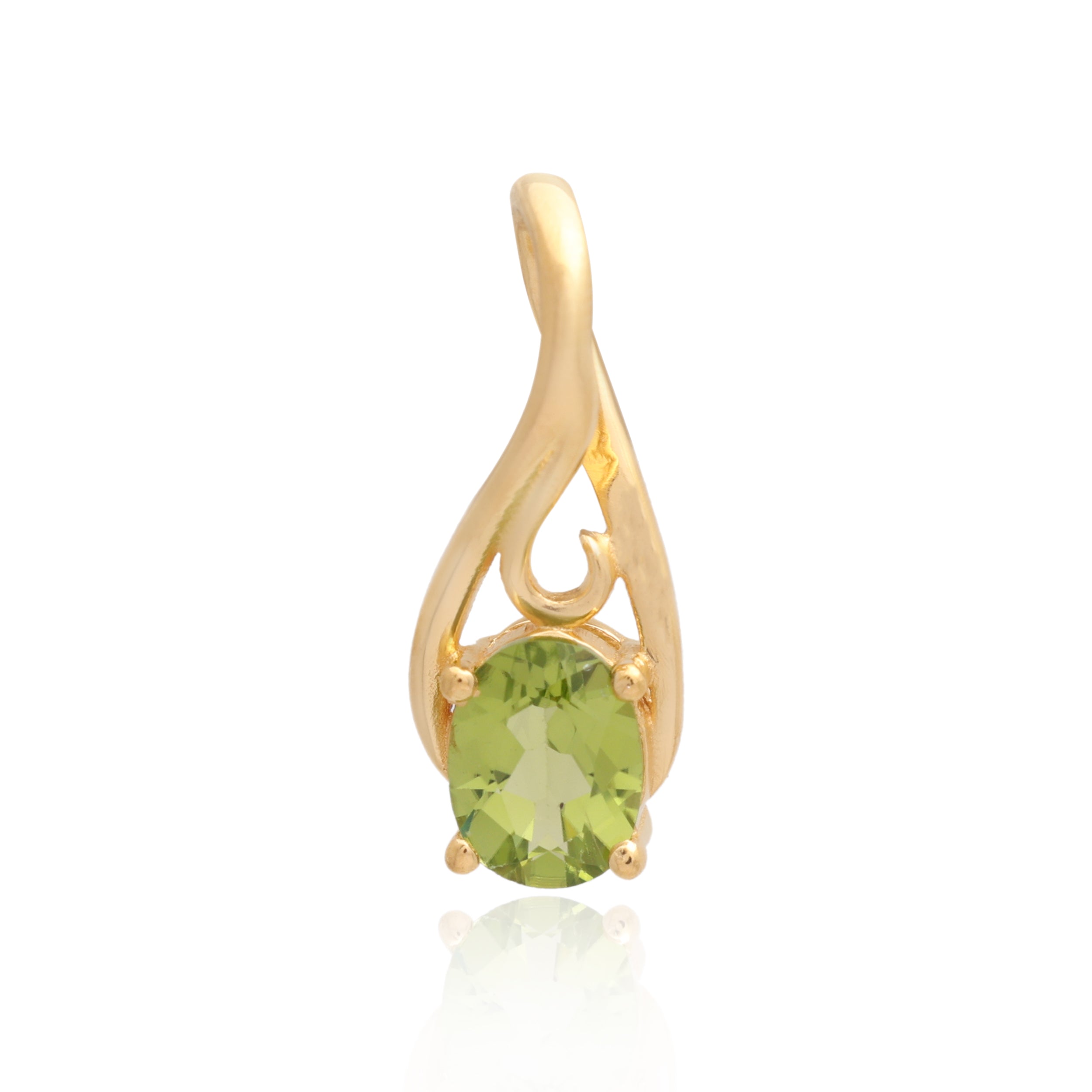 Peridot Oval Pendant with Prong Setting
