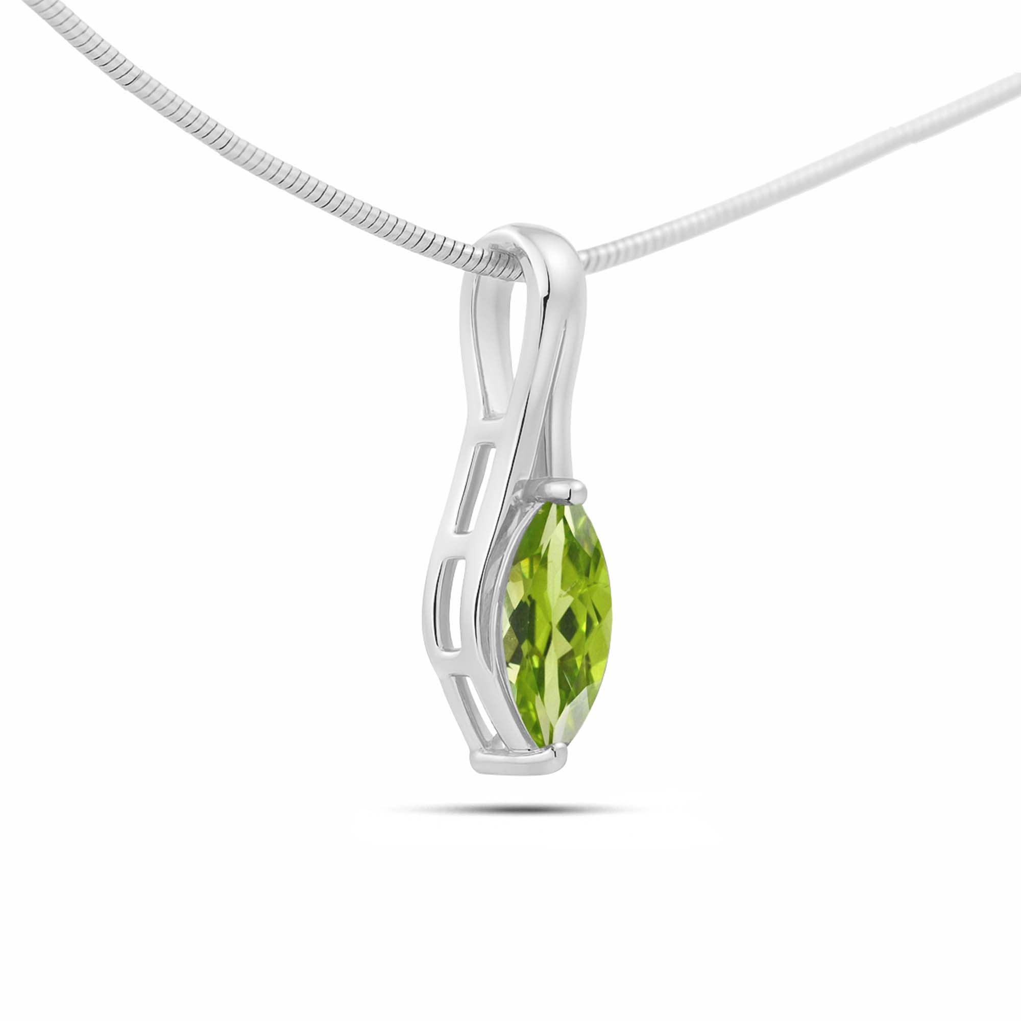 Peridot Marquise Pendant with Prong Setting