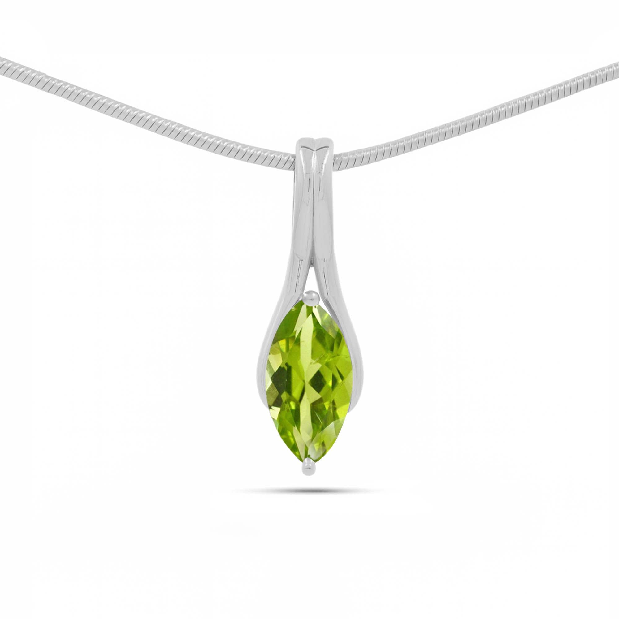 Peridot Marquise Pendant with Prong Setting