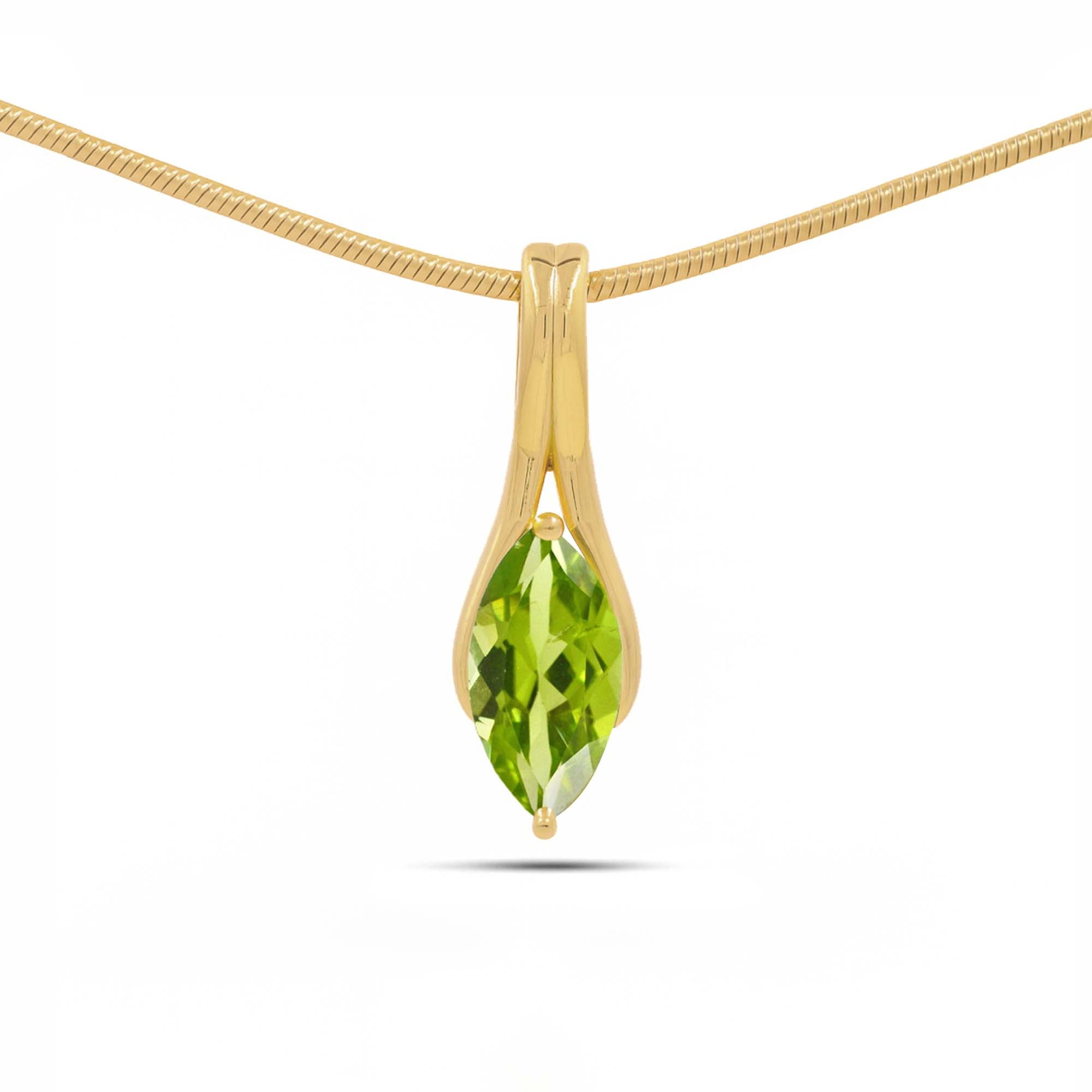 Peridot Marquise Pendant with Prong Setting