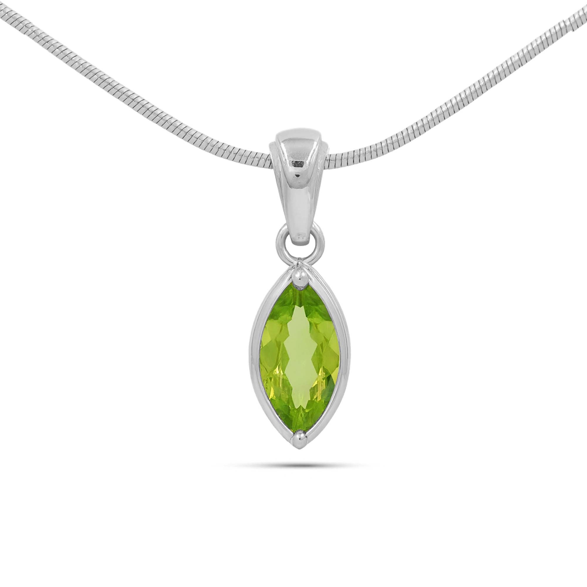 Peridot Marquise Pendant with Prong Setting