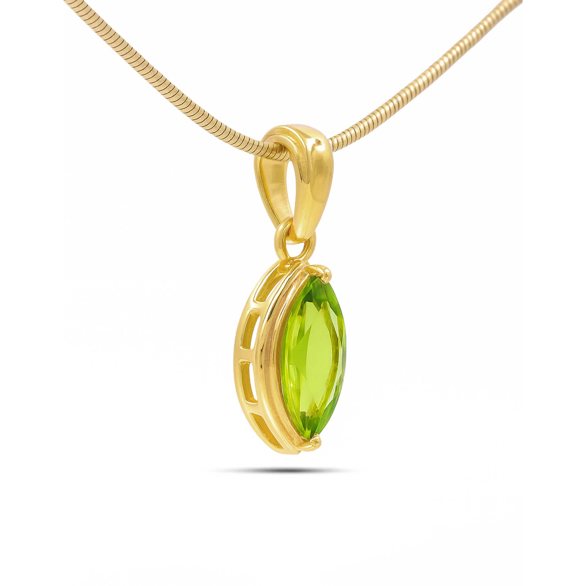 Peridot Marquise Pendant with Prong Setting