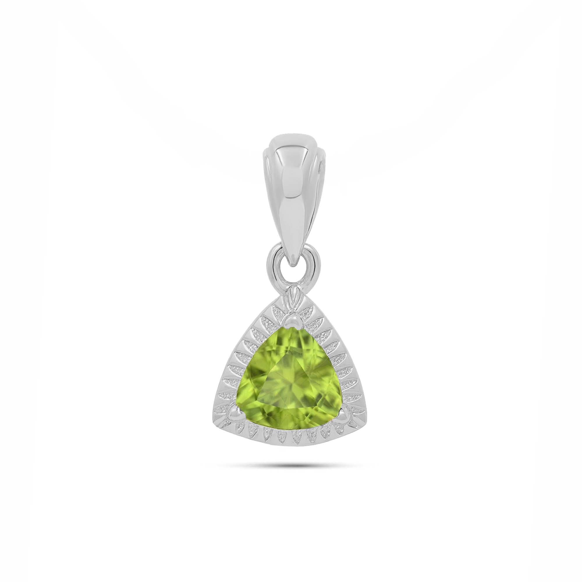 Peridot Trillion Pendant with Prong Setting