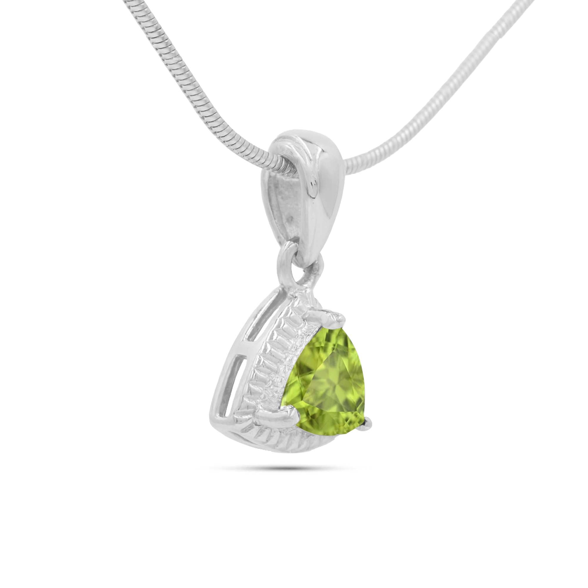 Peridot Trillion Pendant with Prong Setting