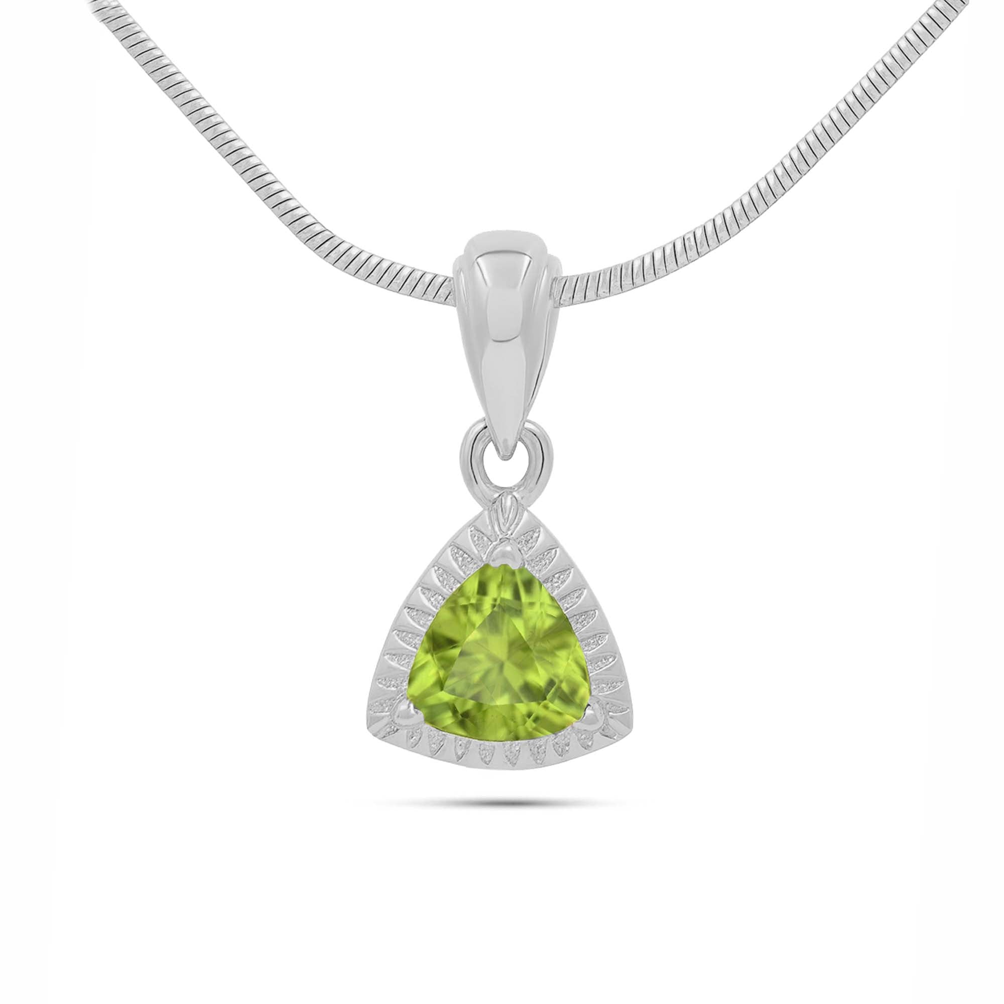 Peridot Trillion Pendant with Prong Setting