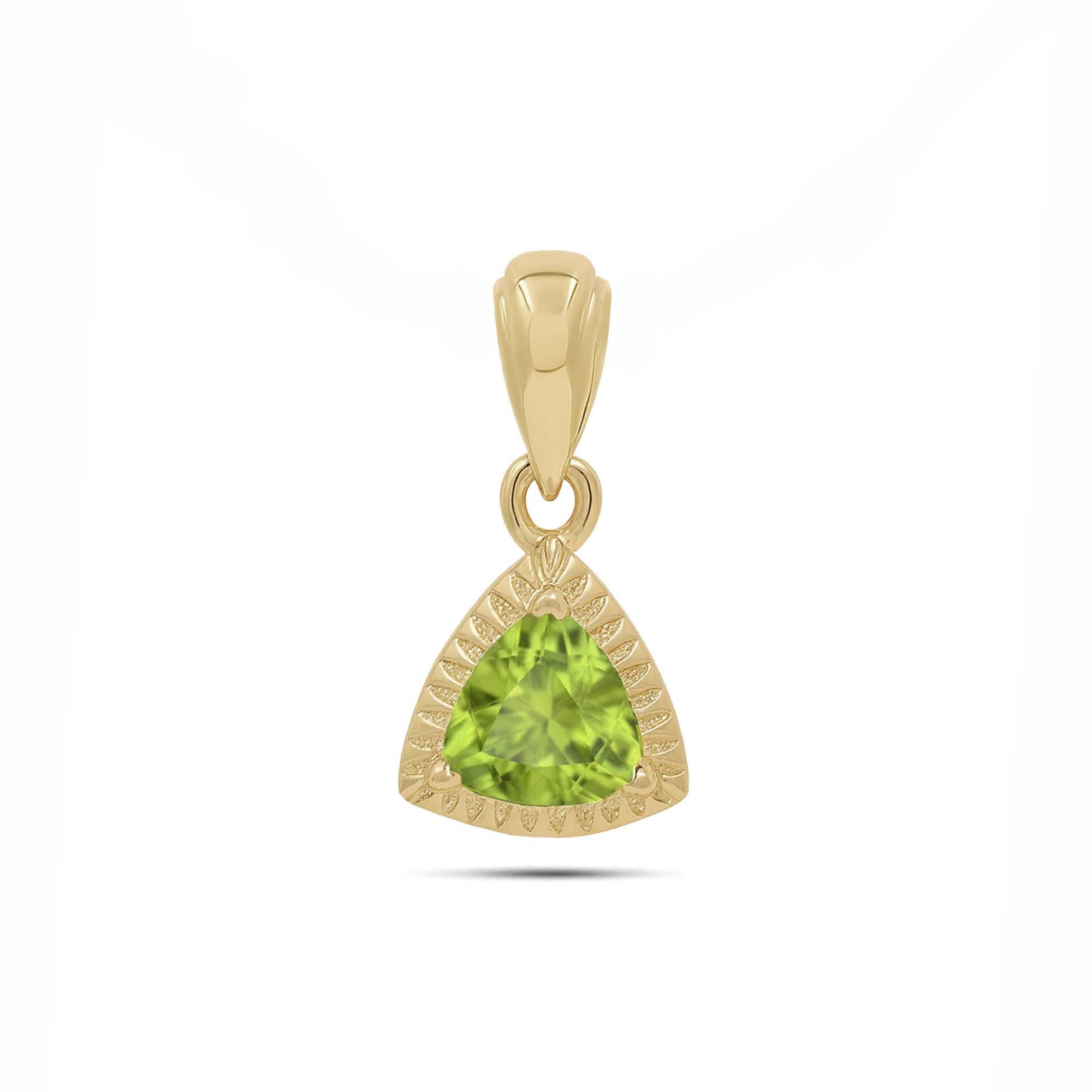 Peridot Trillion Pendant with Prong Setting