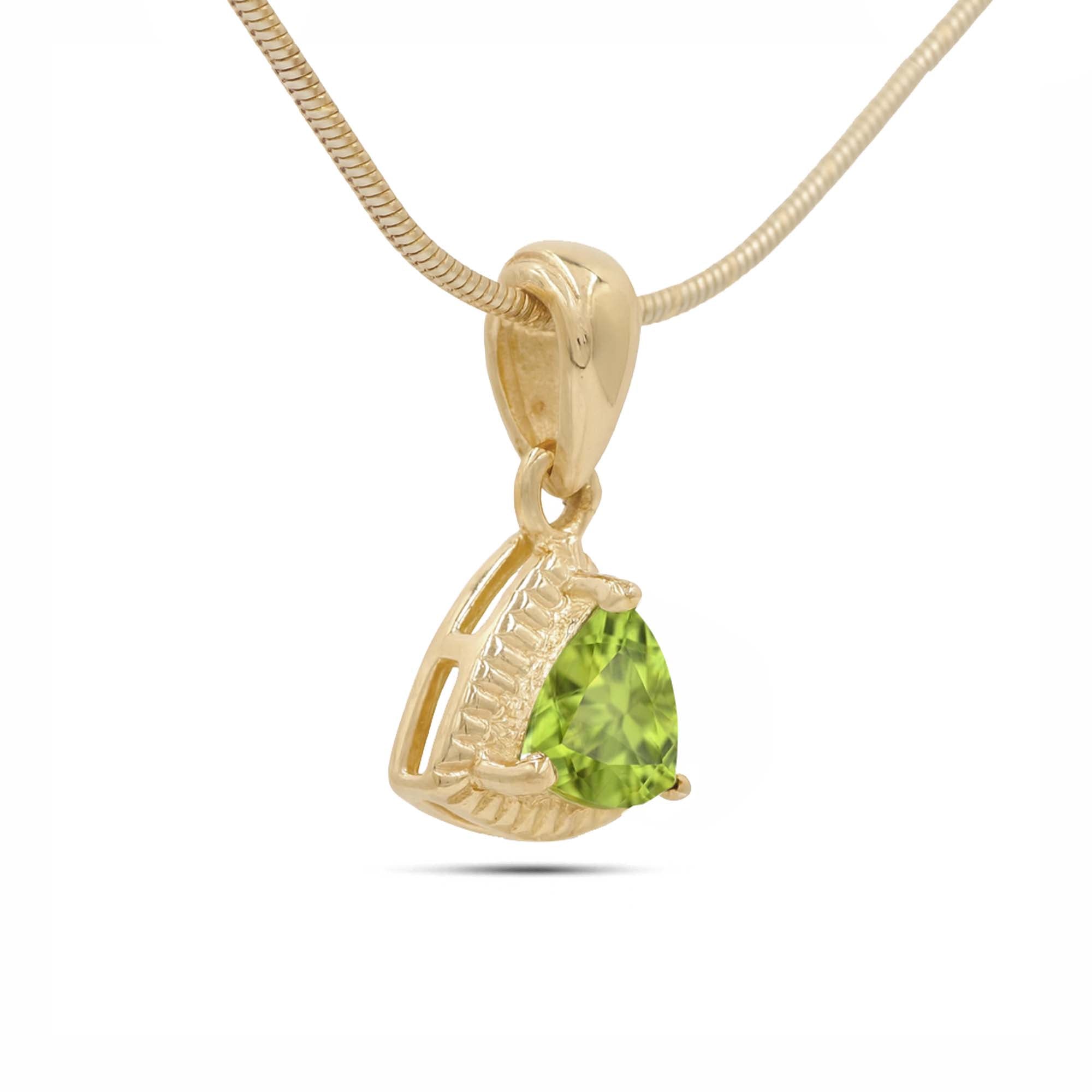 Peridot Trillion Pendant with Prong Setting