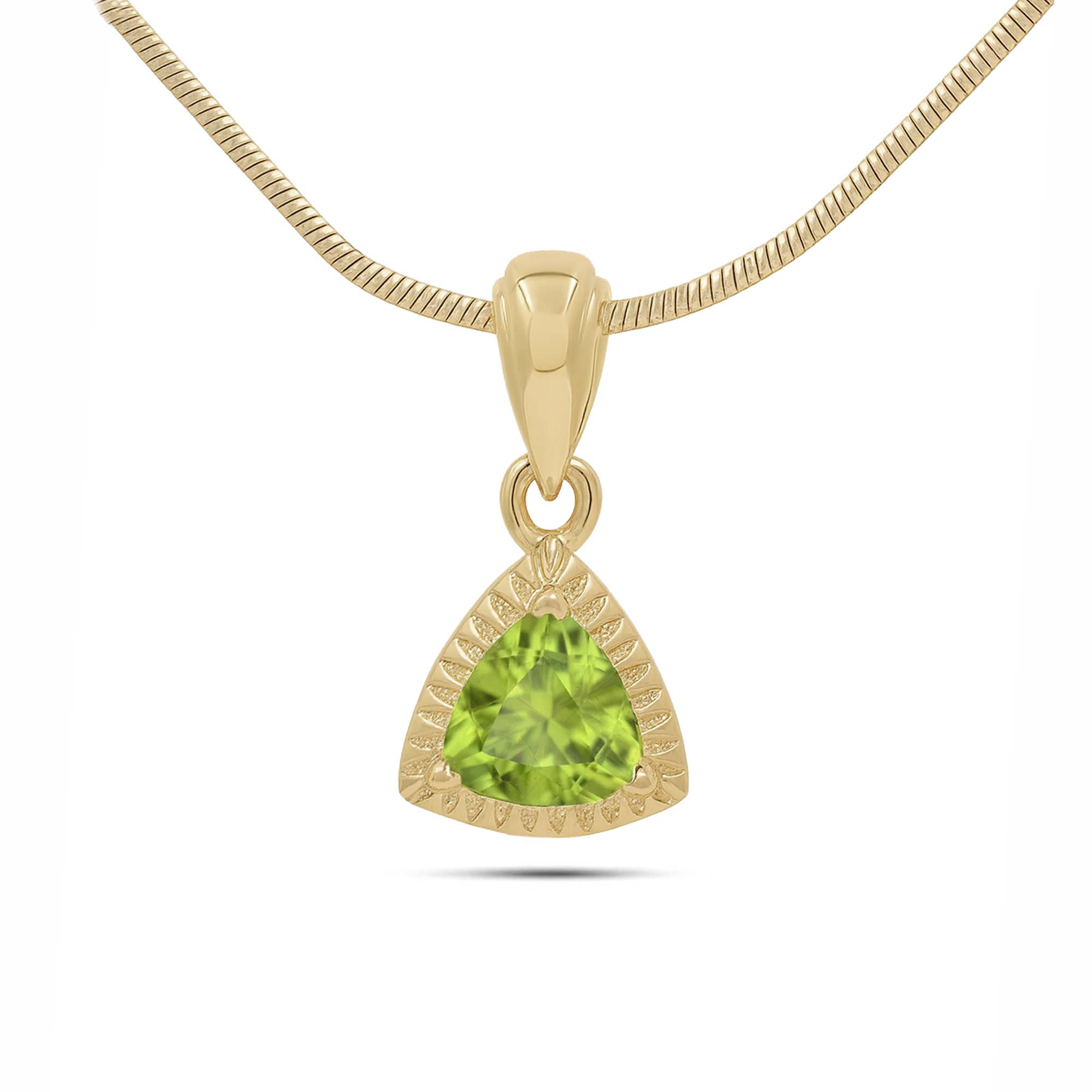 Peridot Trillion Pendant with Prong Setting