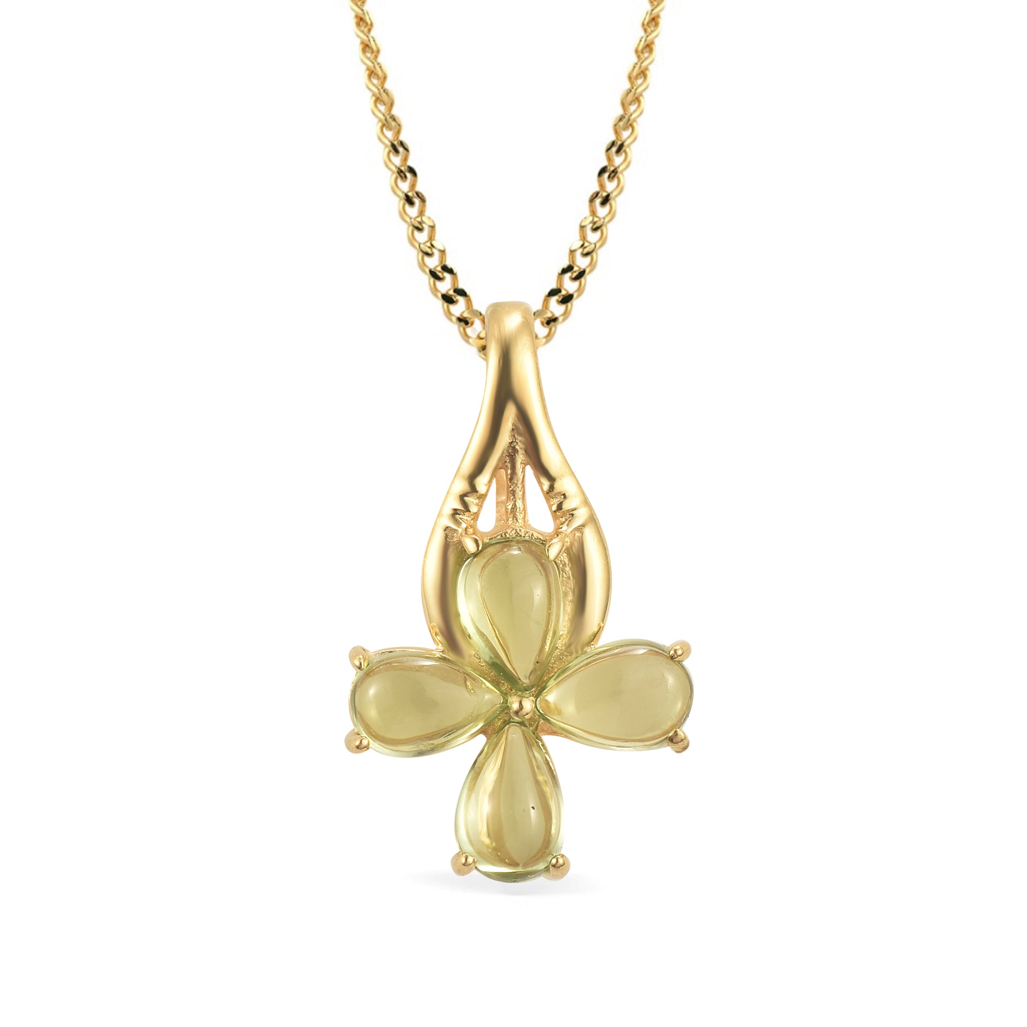 Peridot Pear Pendant with Prong Setting