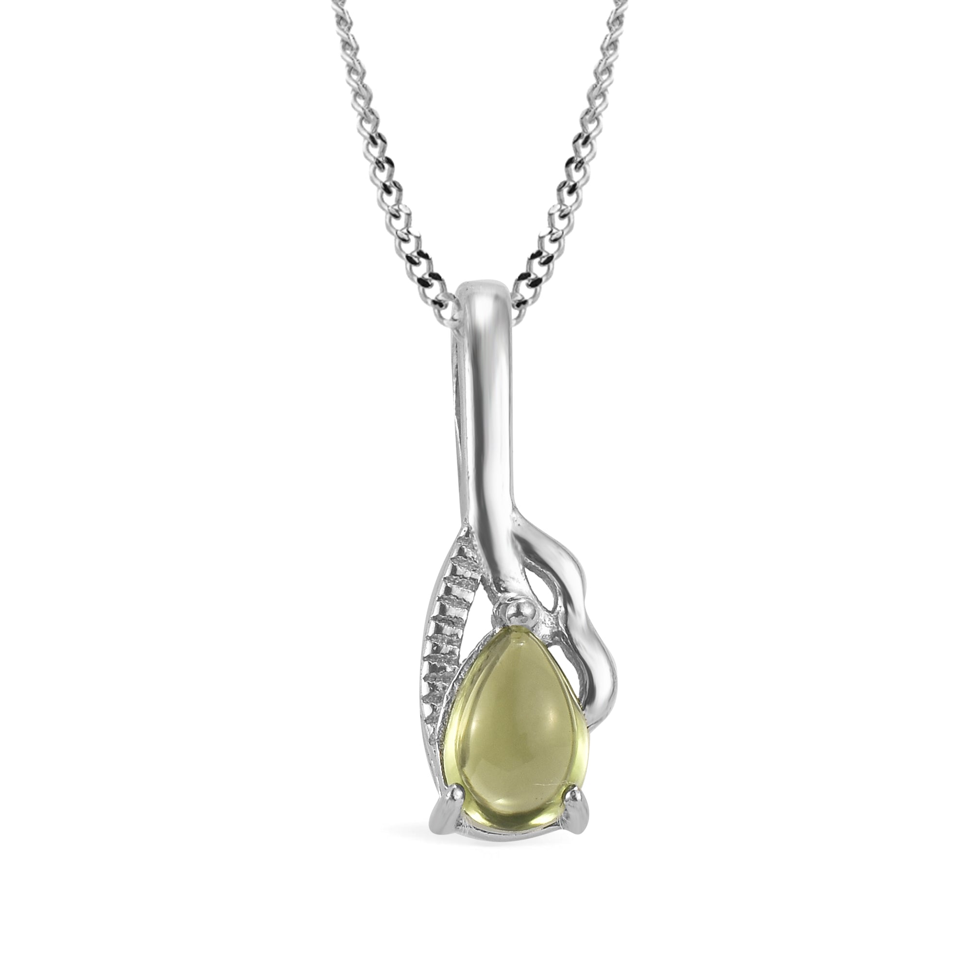 Peridot Pear Pendant with Prong Setting