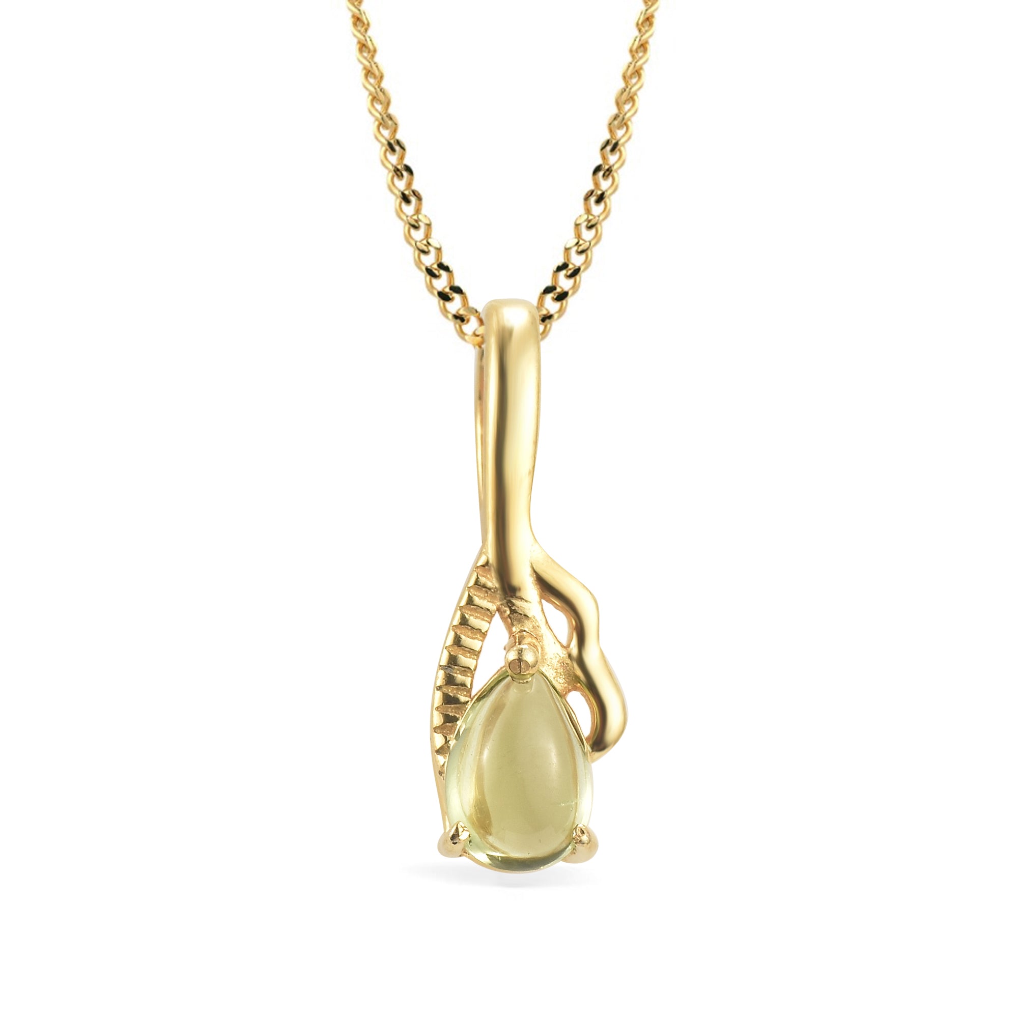 Peridot Pear Pendant with Prong Setting