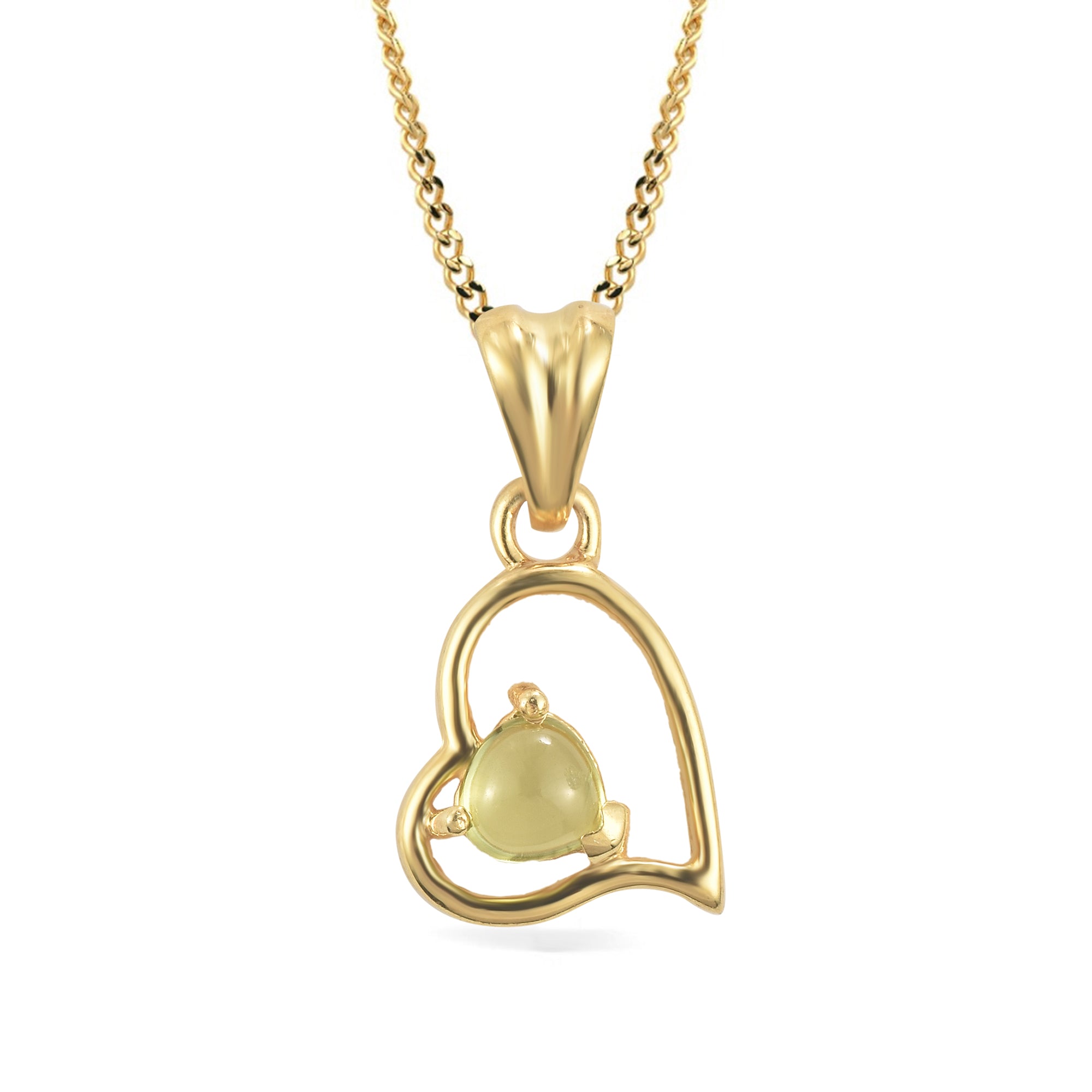 Peridot Heart Pendant with Prong Setting