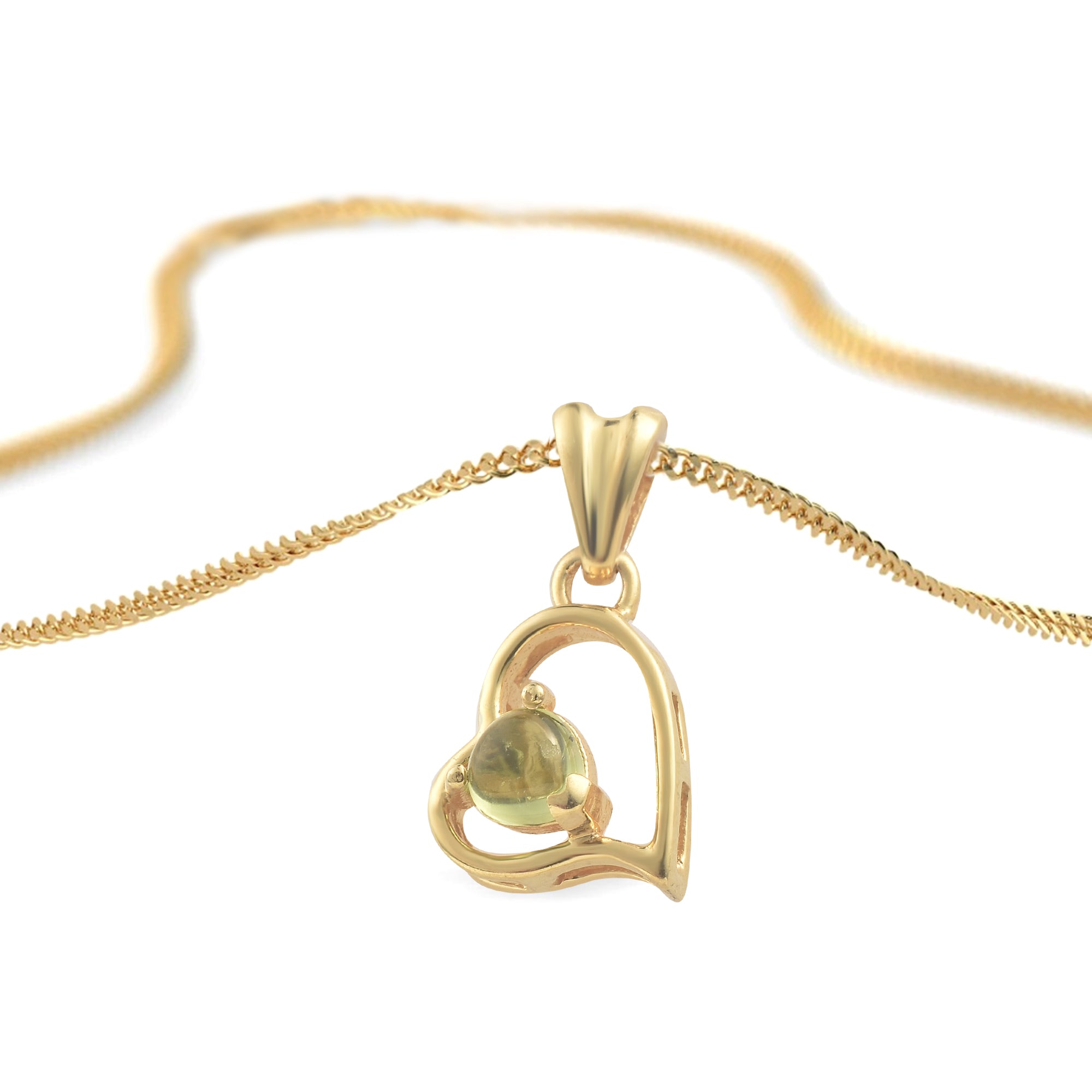 Peridot Heart Pendant with Prong Setting