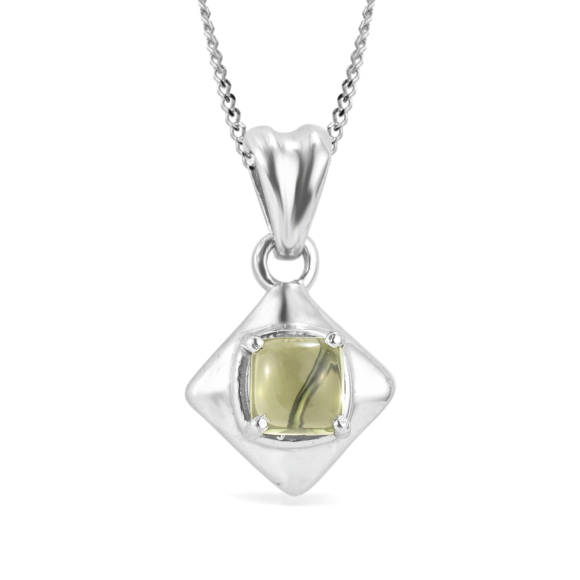 Peridot Cushion Pendant with Prong Setting