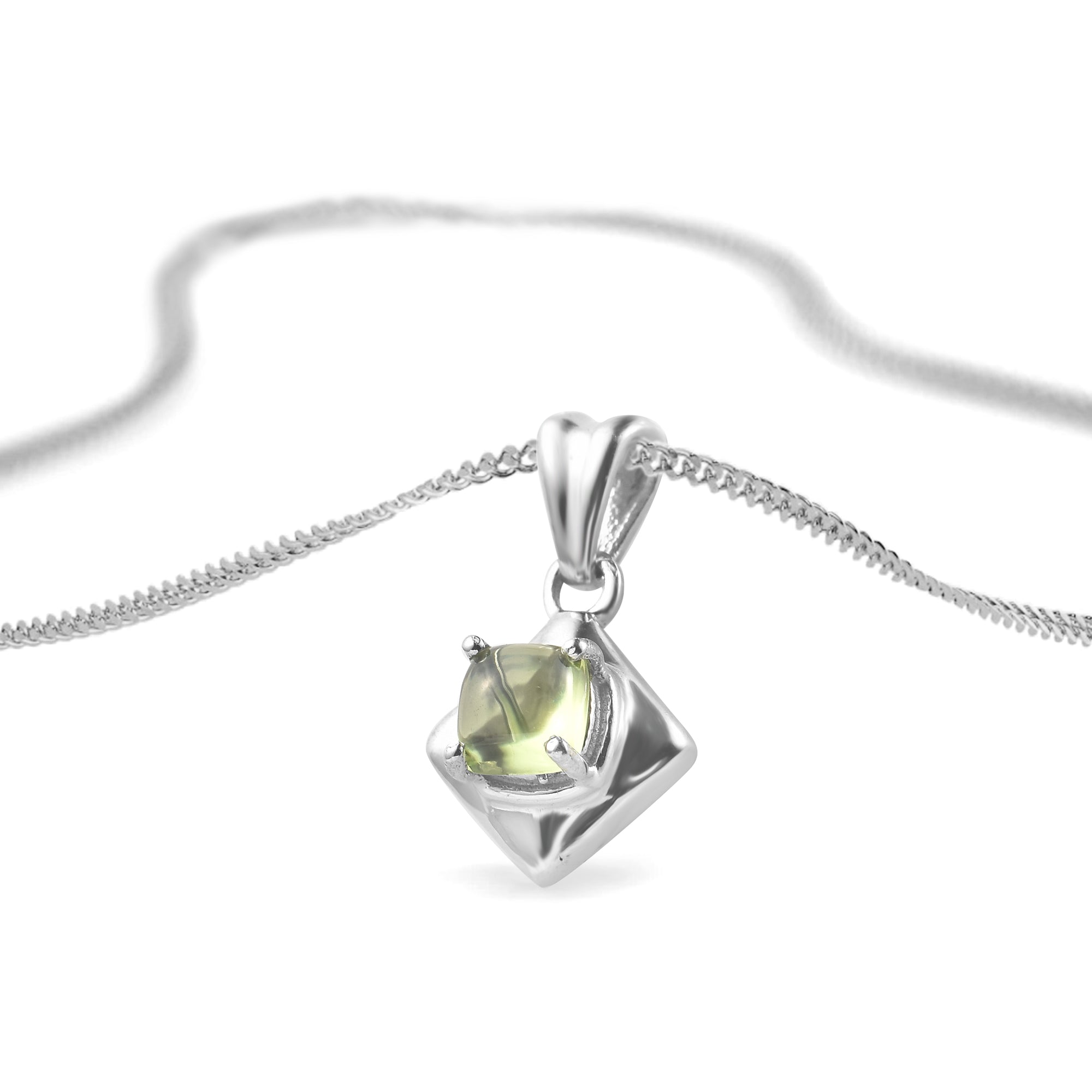 Peridot Cushion Pendant with Prong Setting