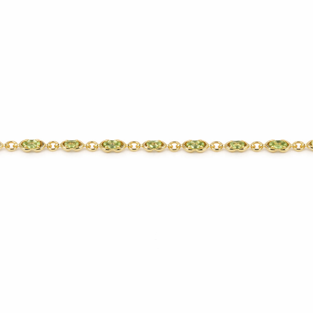 Oval Peridot Charm Bracelet with 11 Stones in 925 Silver